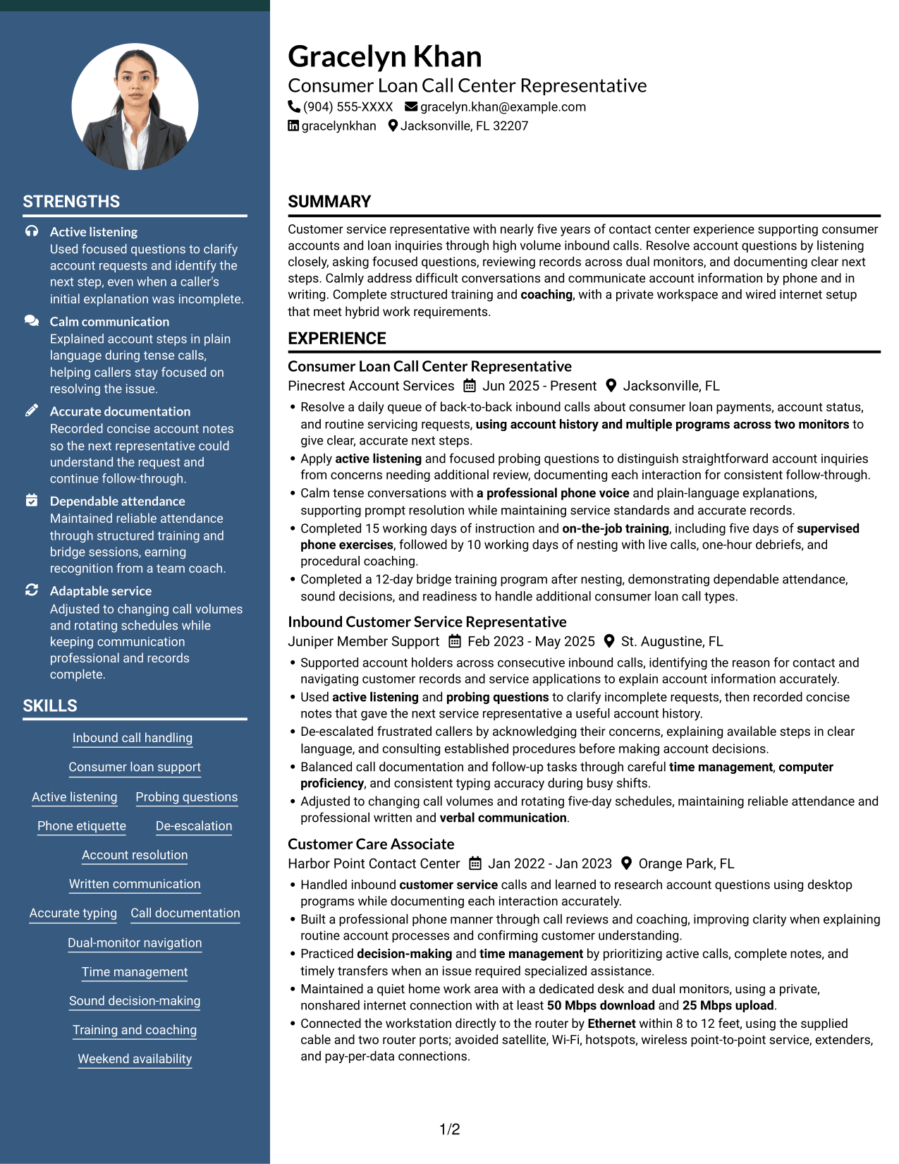 Resume example — page 1