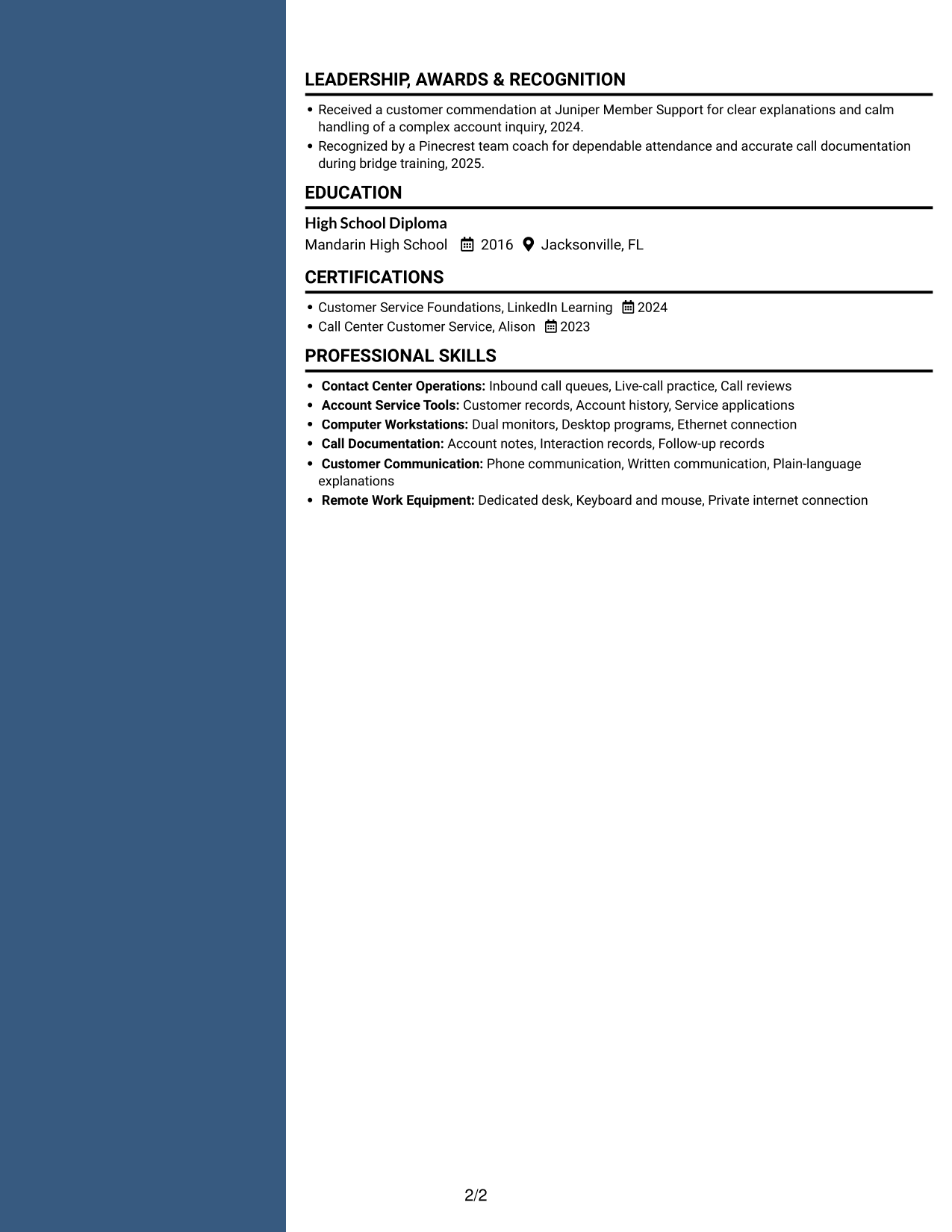 Resume example — page 2