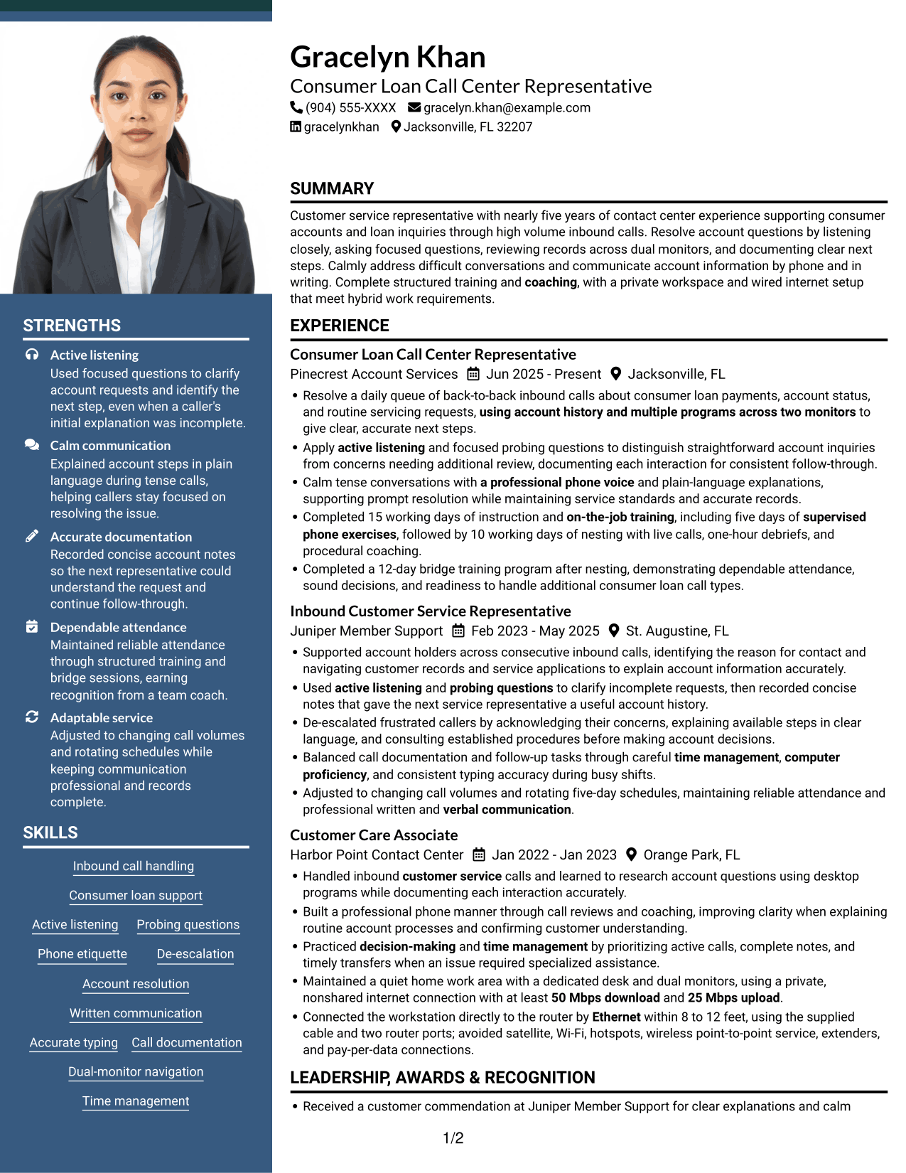 Resume example — page 1