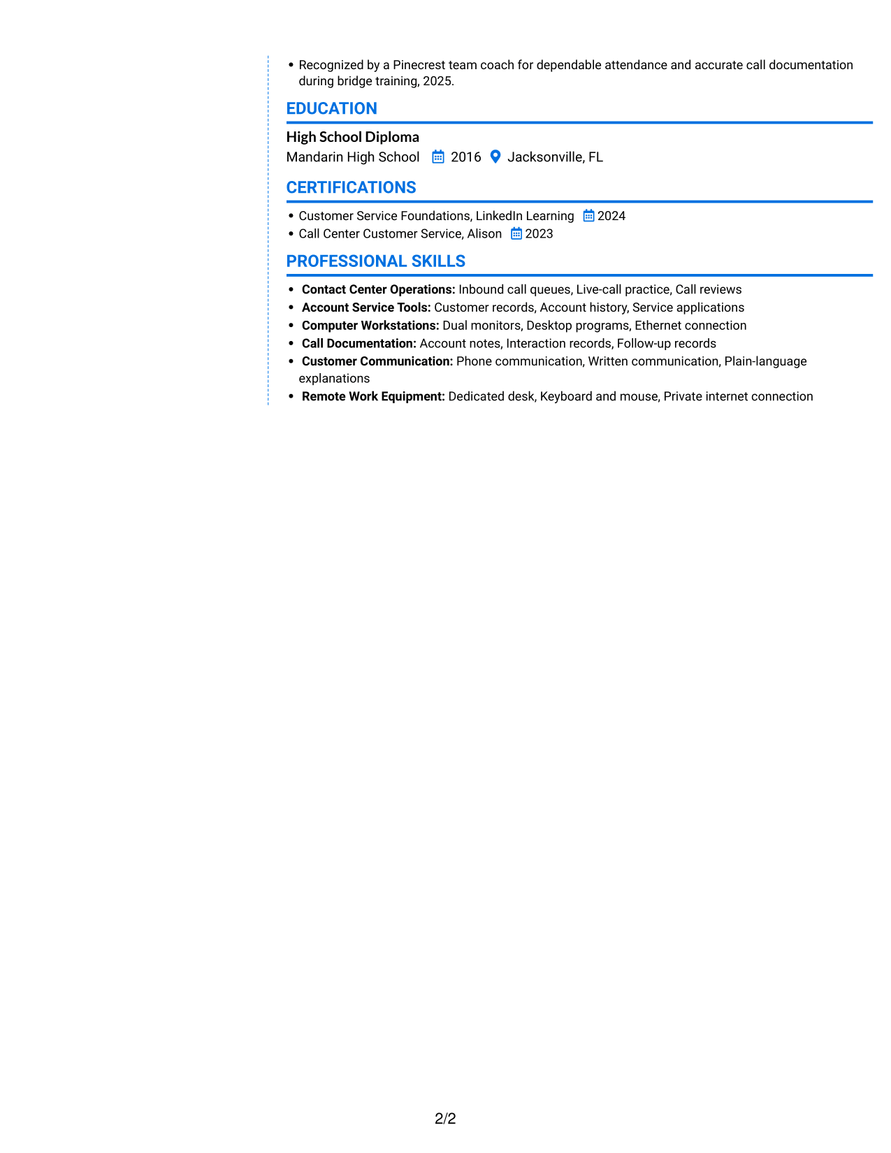 Resume example — page 2