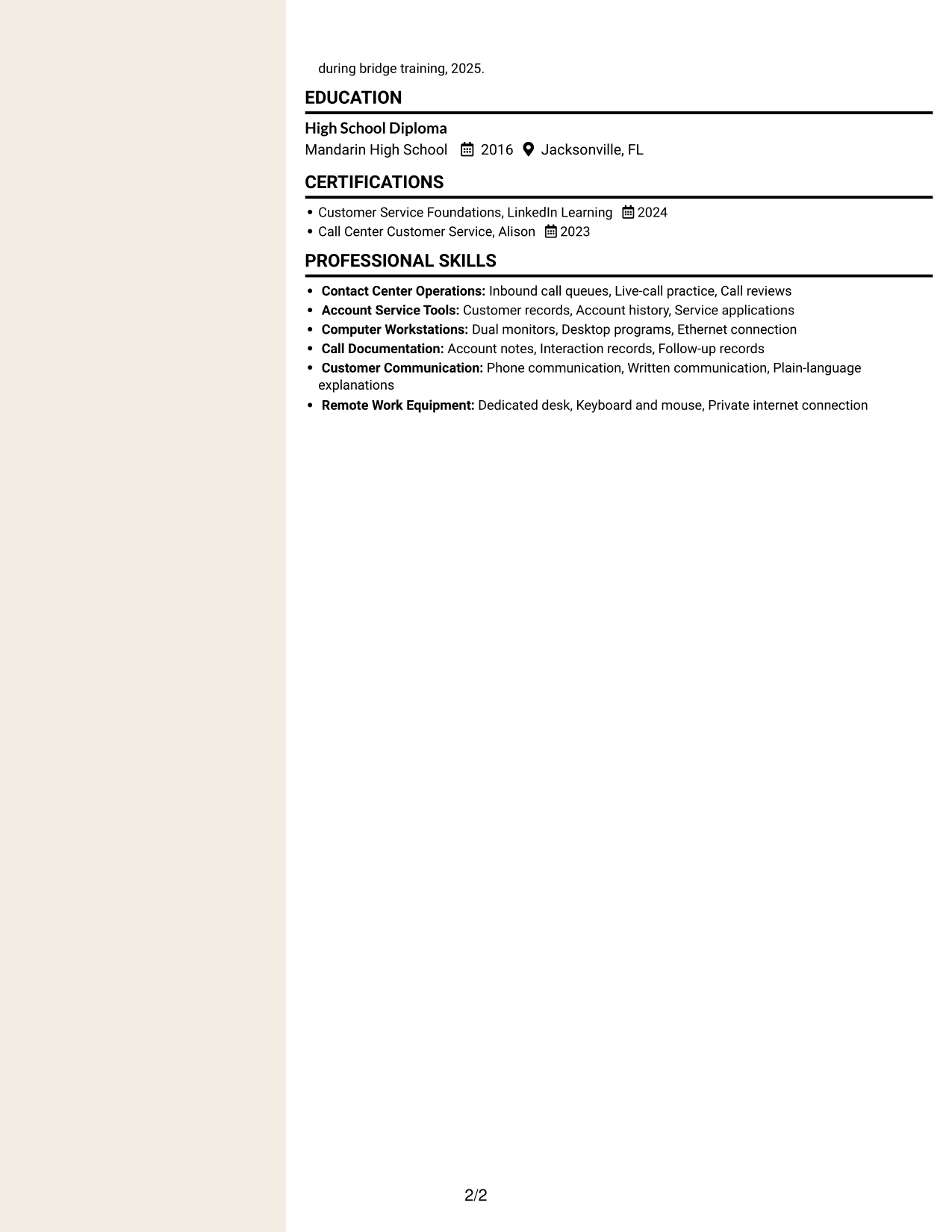 Resume example — page 2
