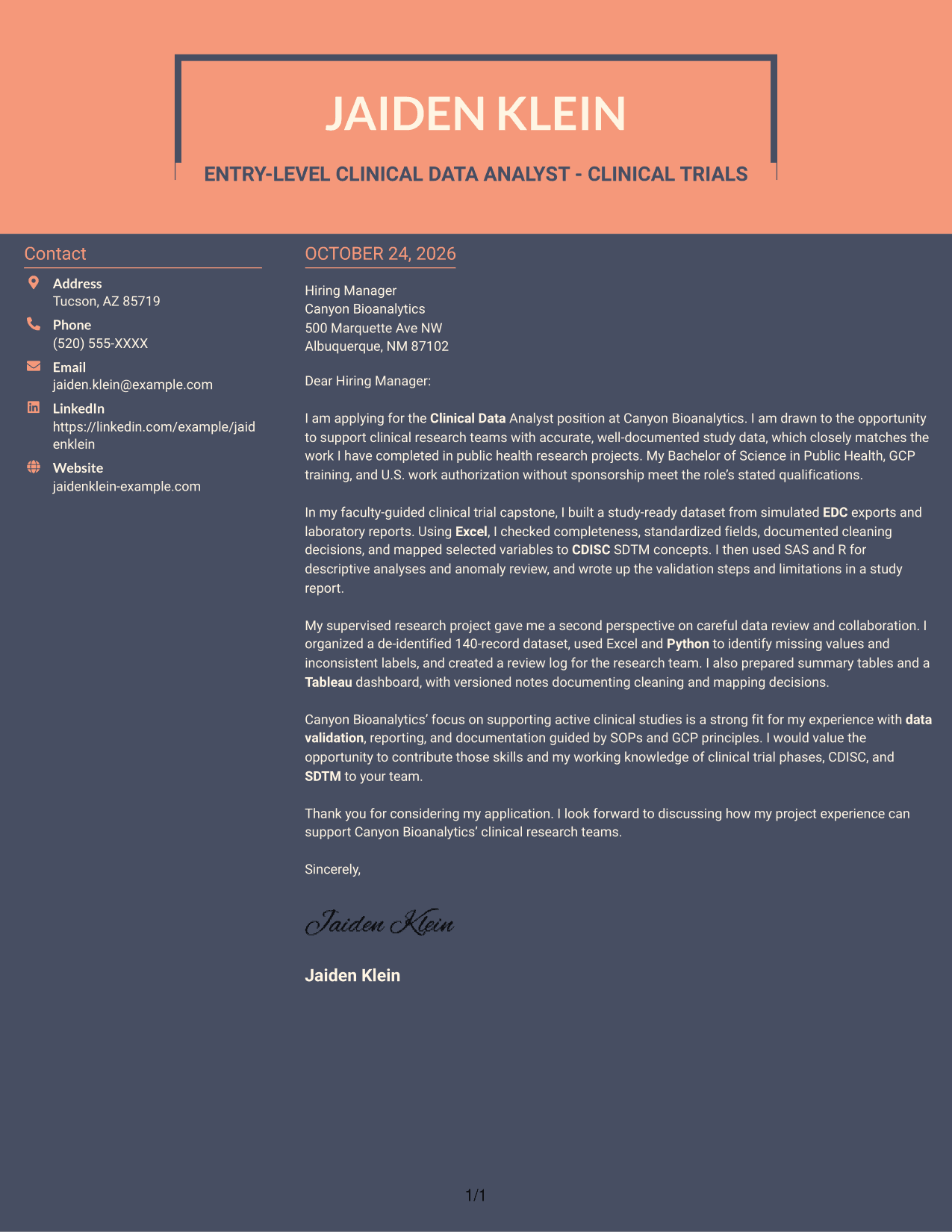 Cover letter example — page 1