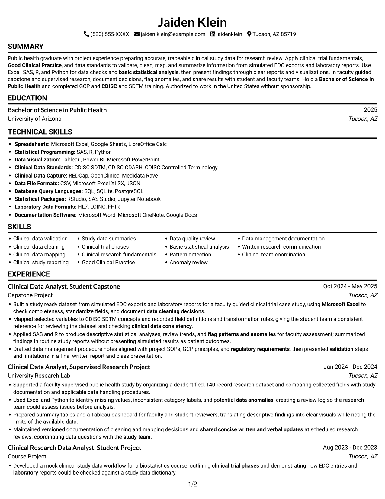 Resume example — page 1