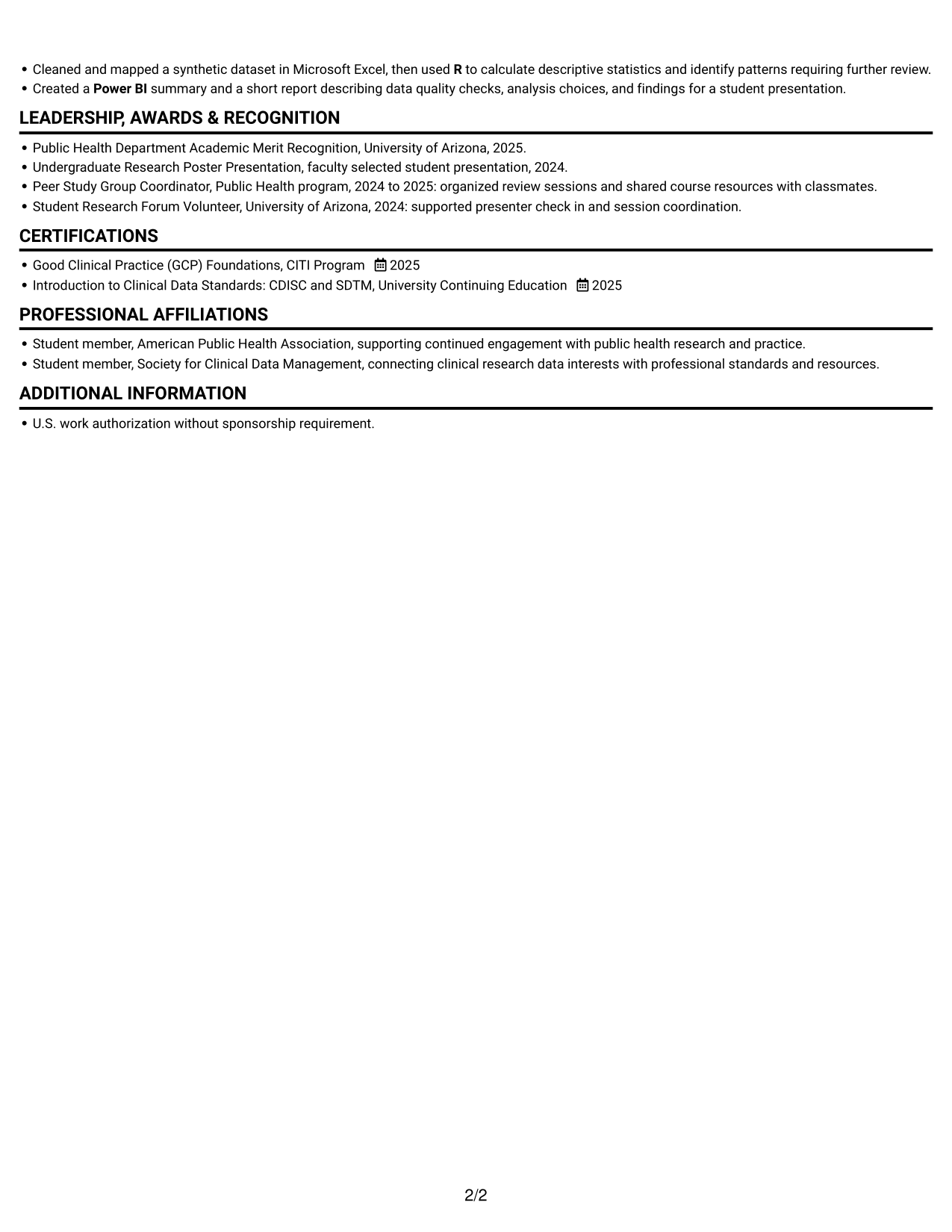 Resume example — page 2