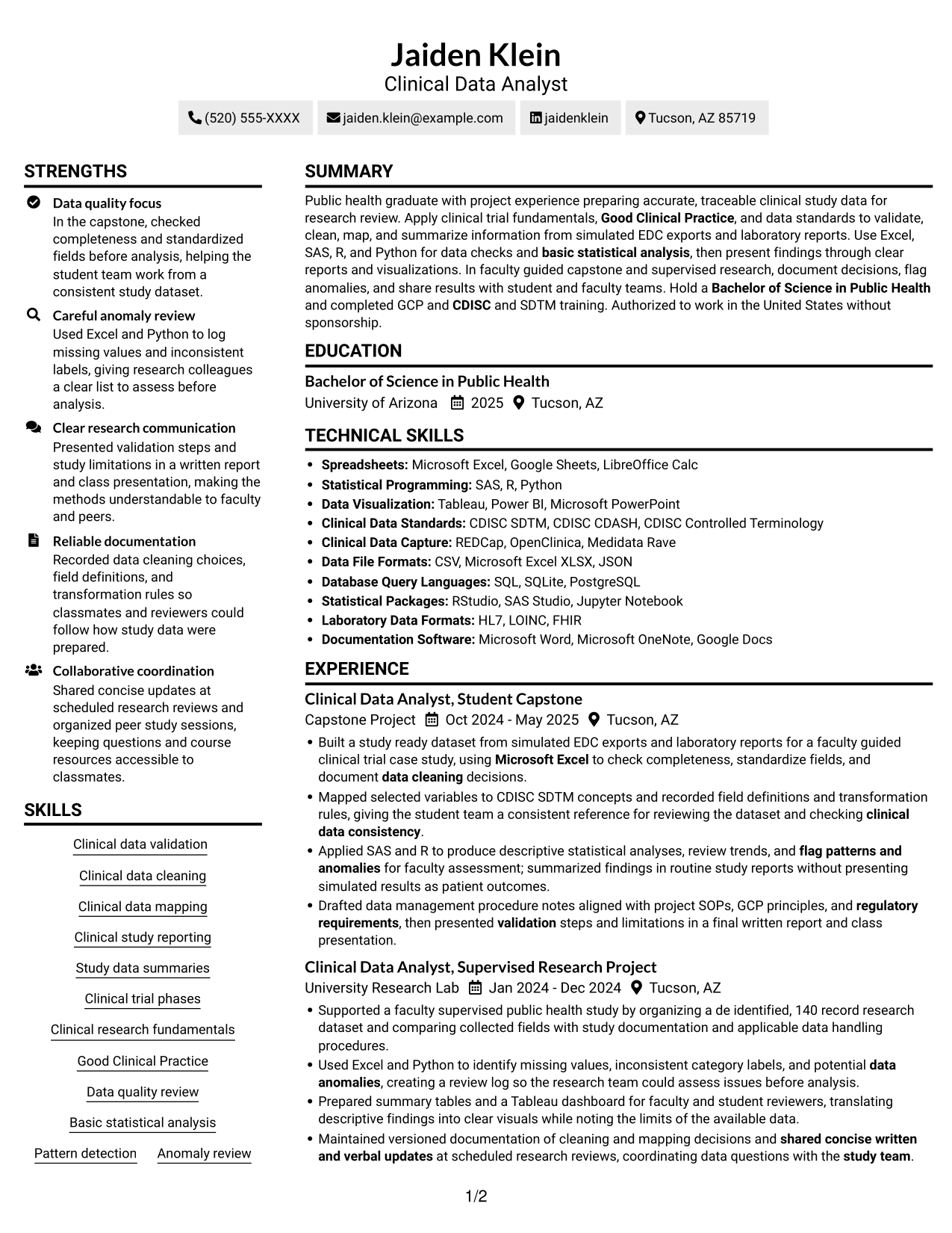 Resume example — page 1