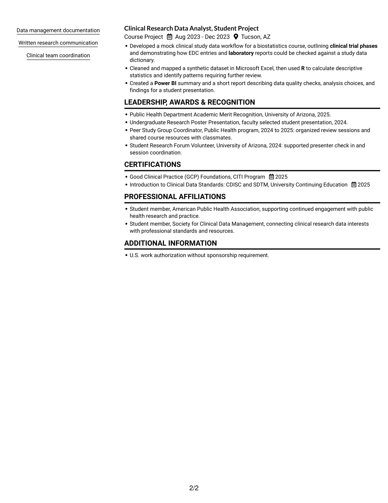Resume example — page 2