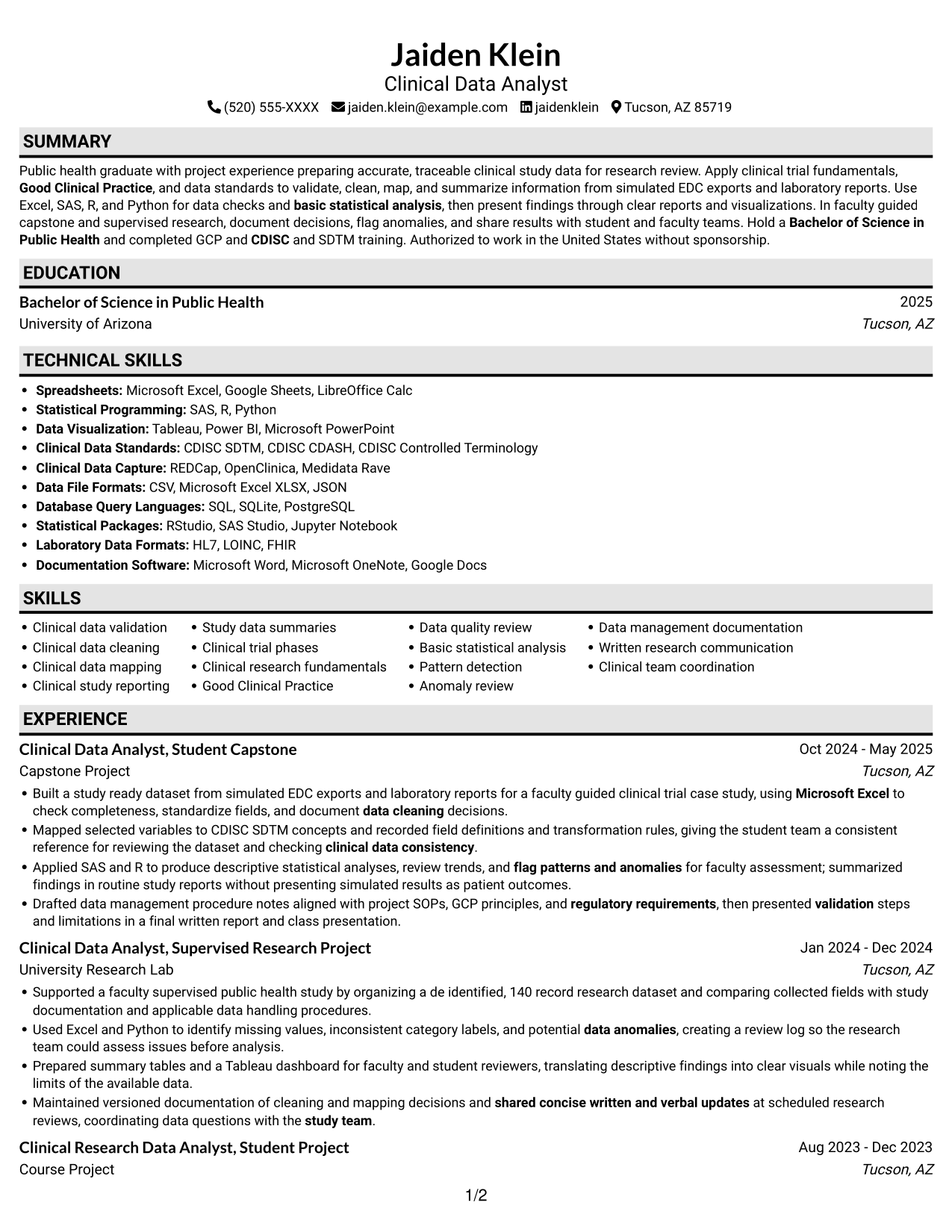 Resume example — page 1