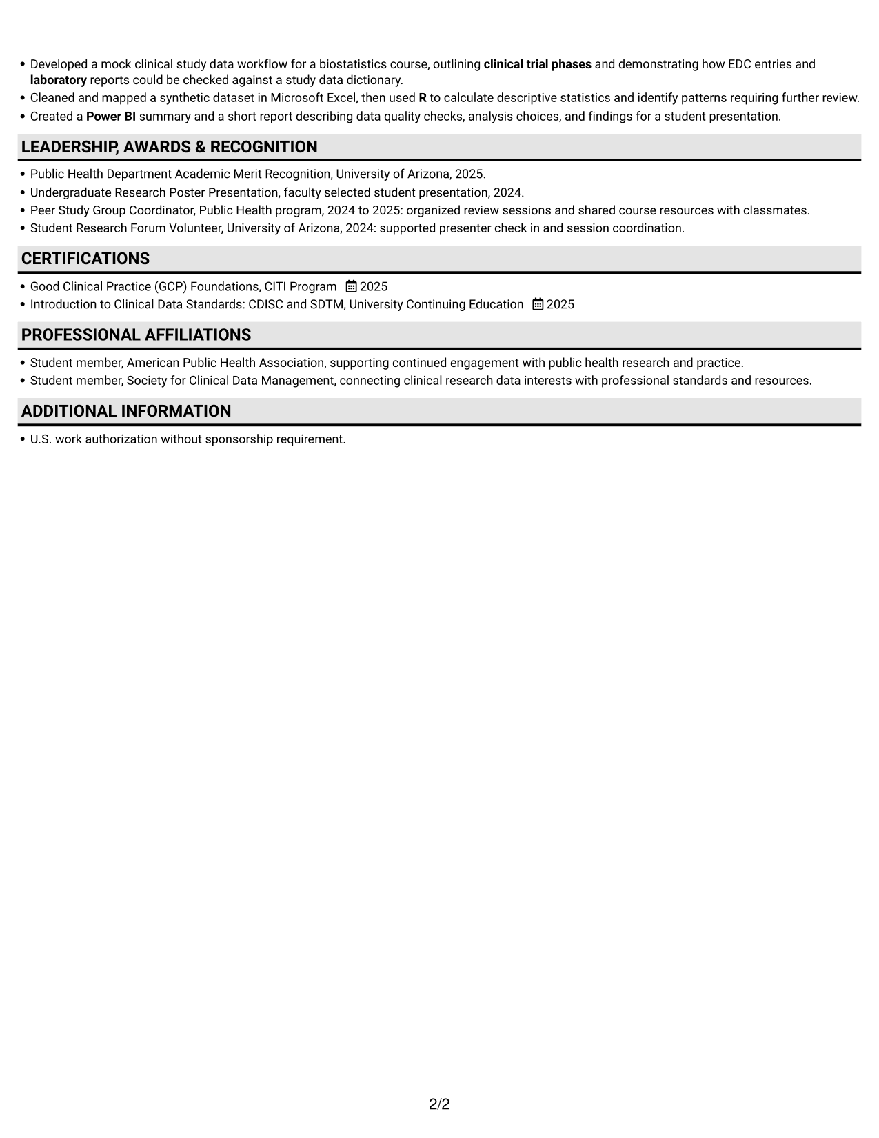 Resume example — page 2