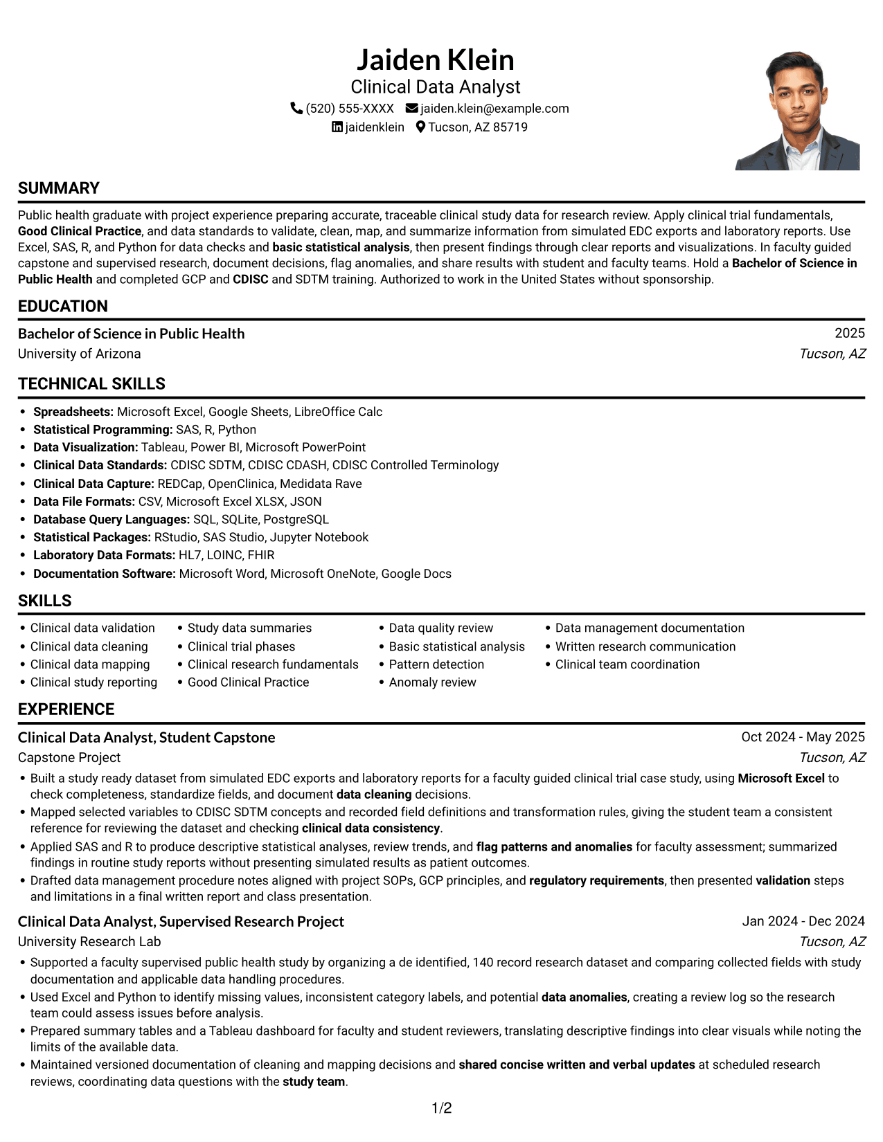 Resume example — page 1