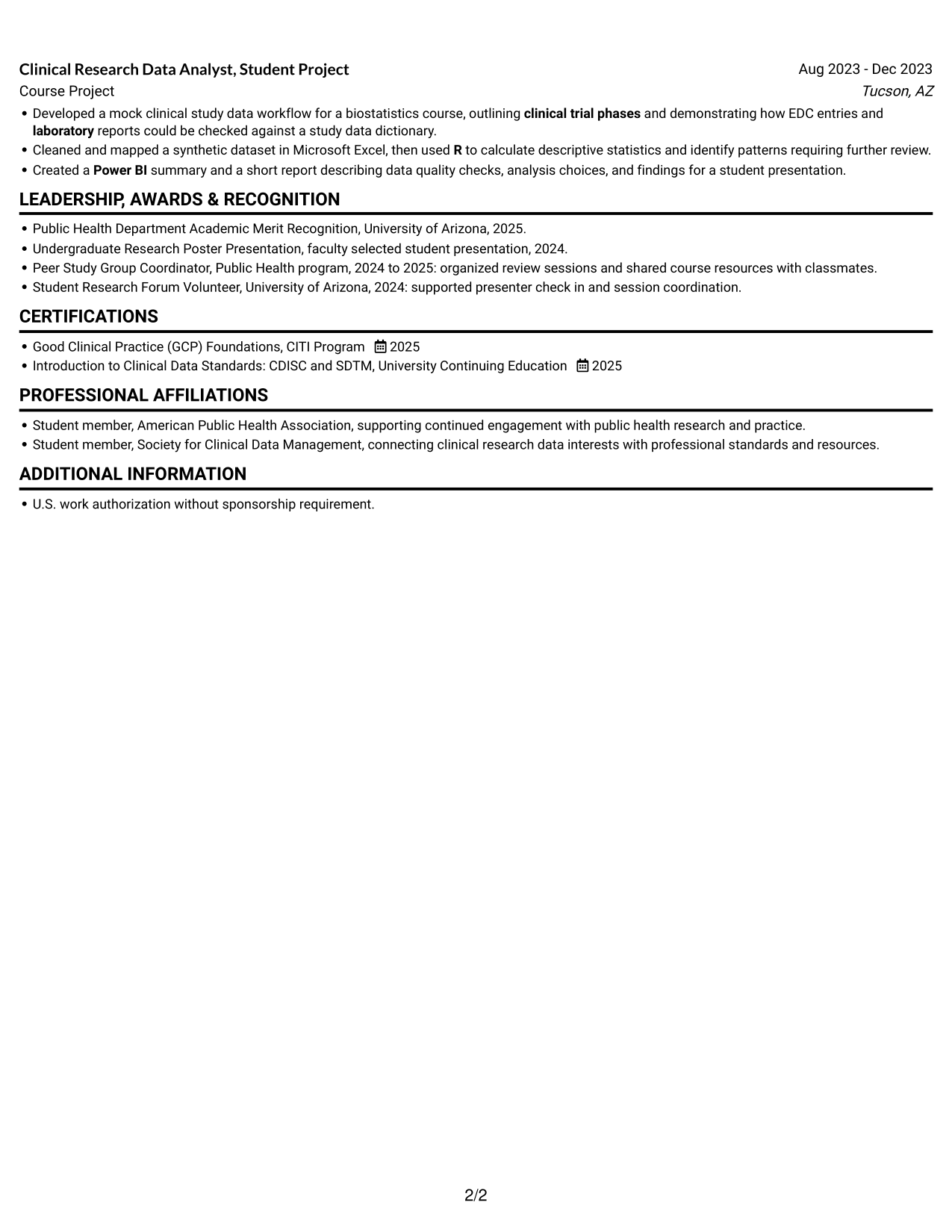 Resume example — page 2