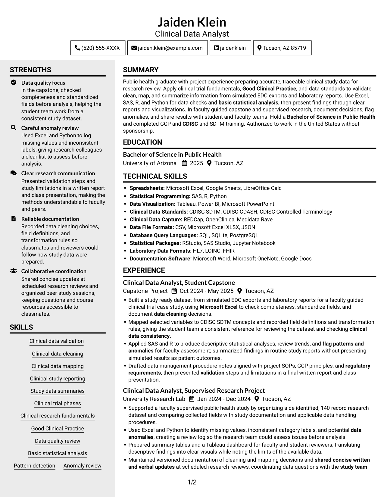 Resume example — page 1