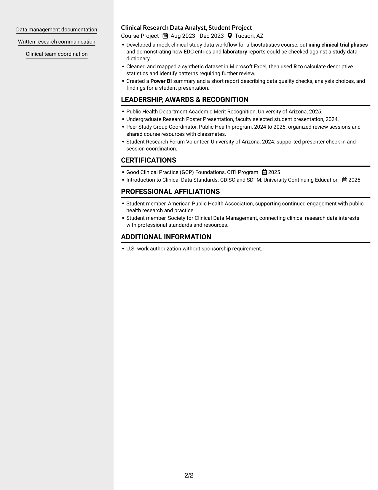 Resume example — page 2