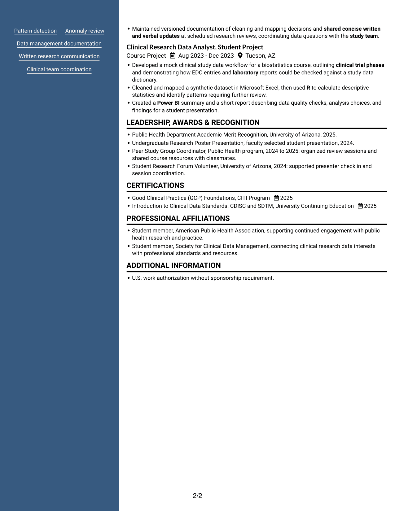Resume example — page 2