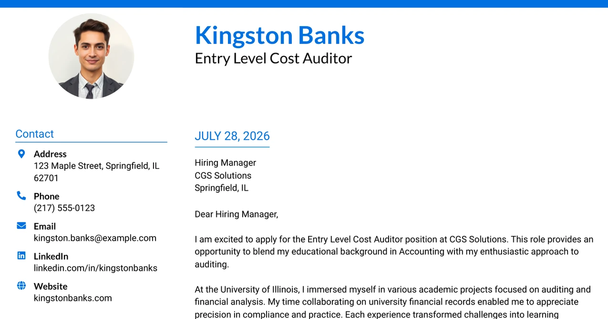30+ Entry Level Cost Auditor Cover Letter Templates with Example 2026