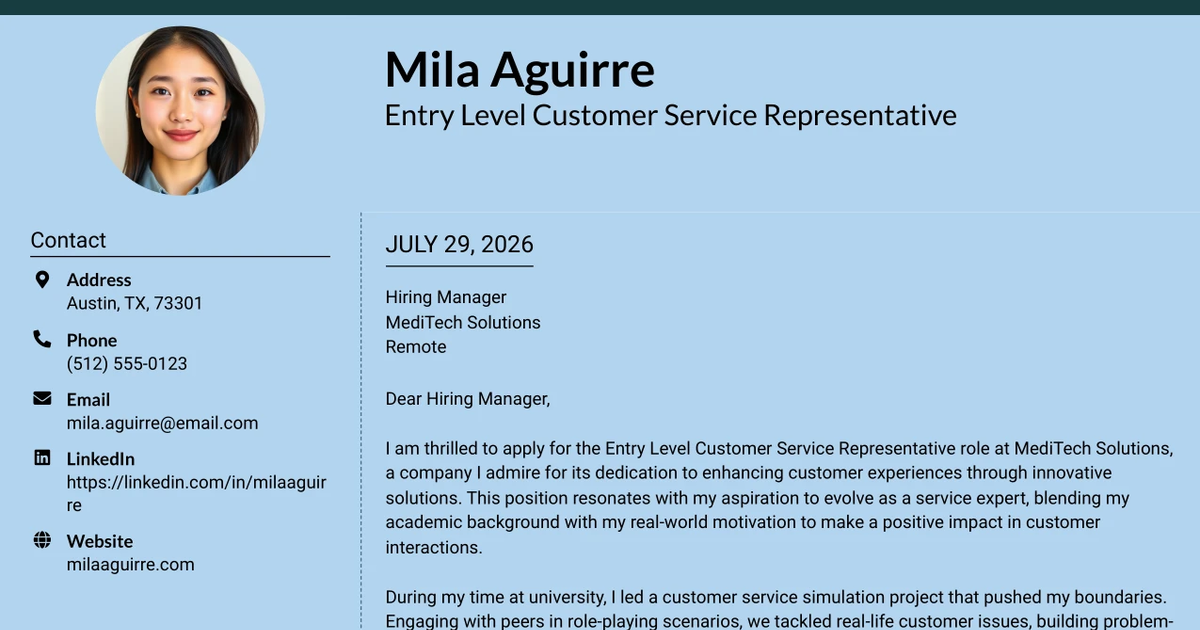 30+ Entry Level Customer Service Representative Cover Letter Templates with Example 2026