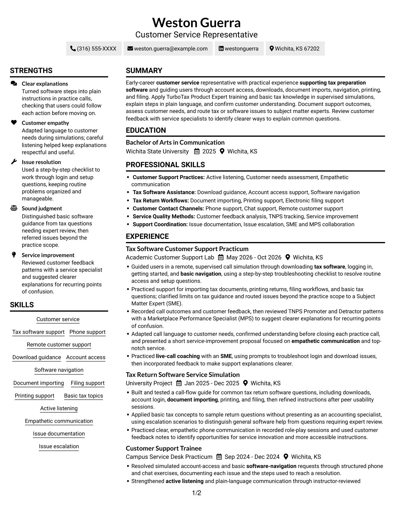 Resume example — page 1