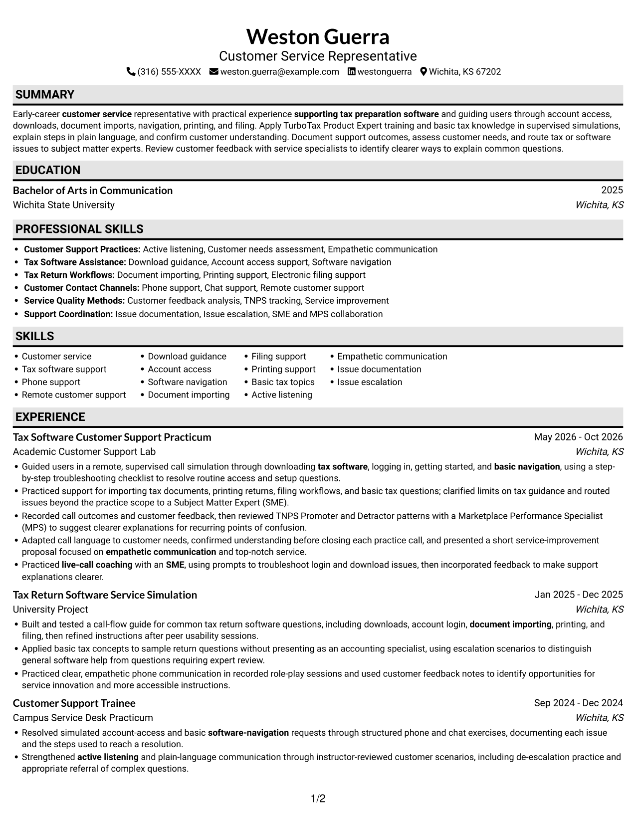 Resume example — page 1