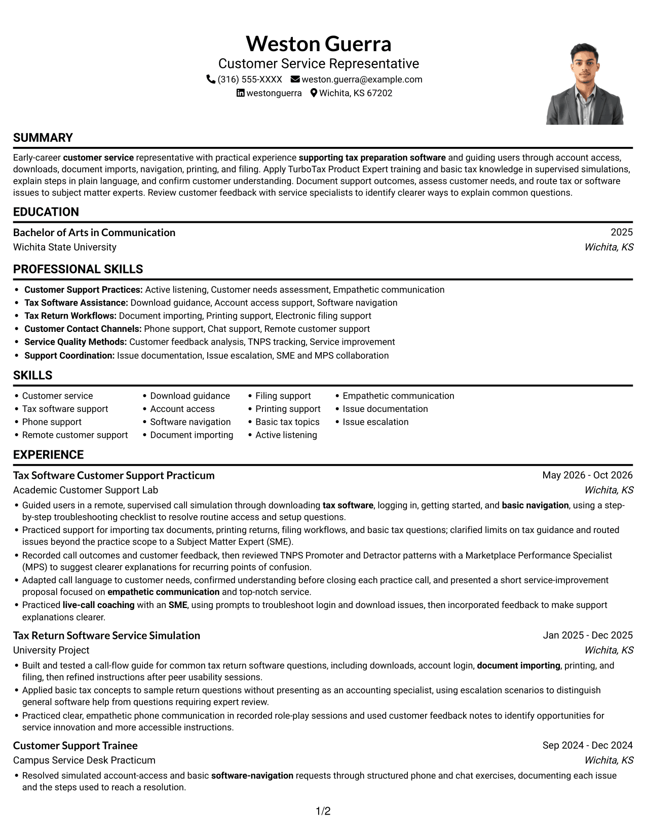 Resume example — page 1