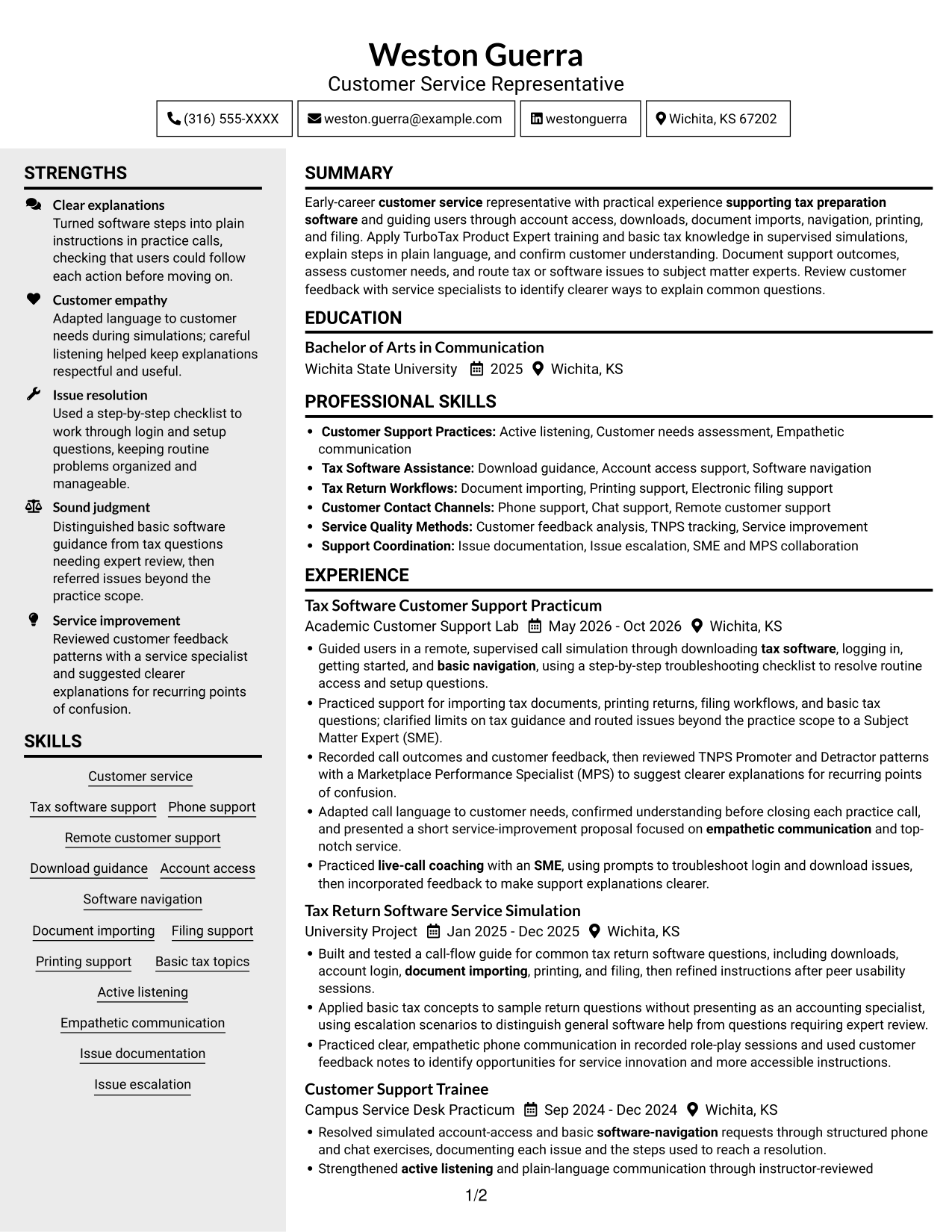 Resume example — page 1