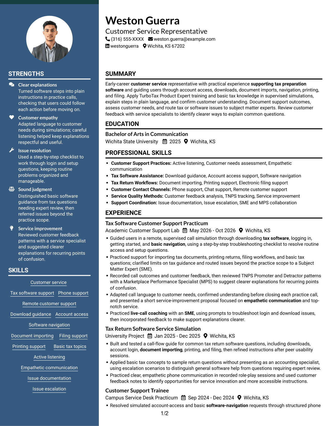 Resume example — page 1