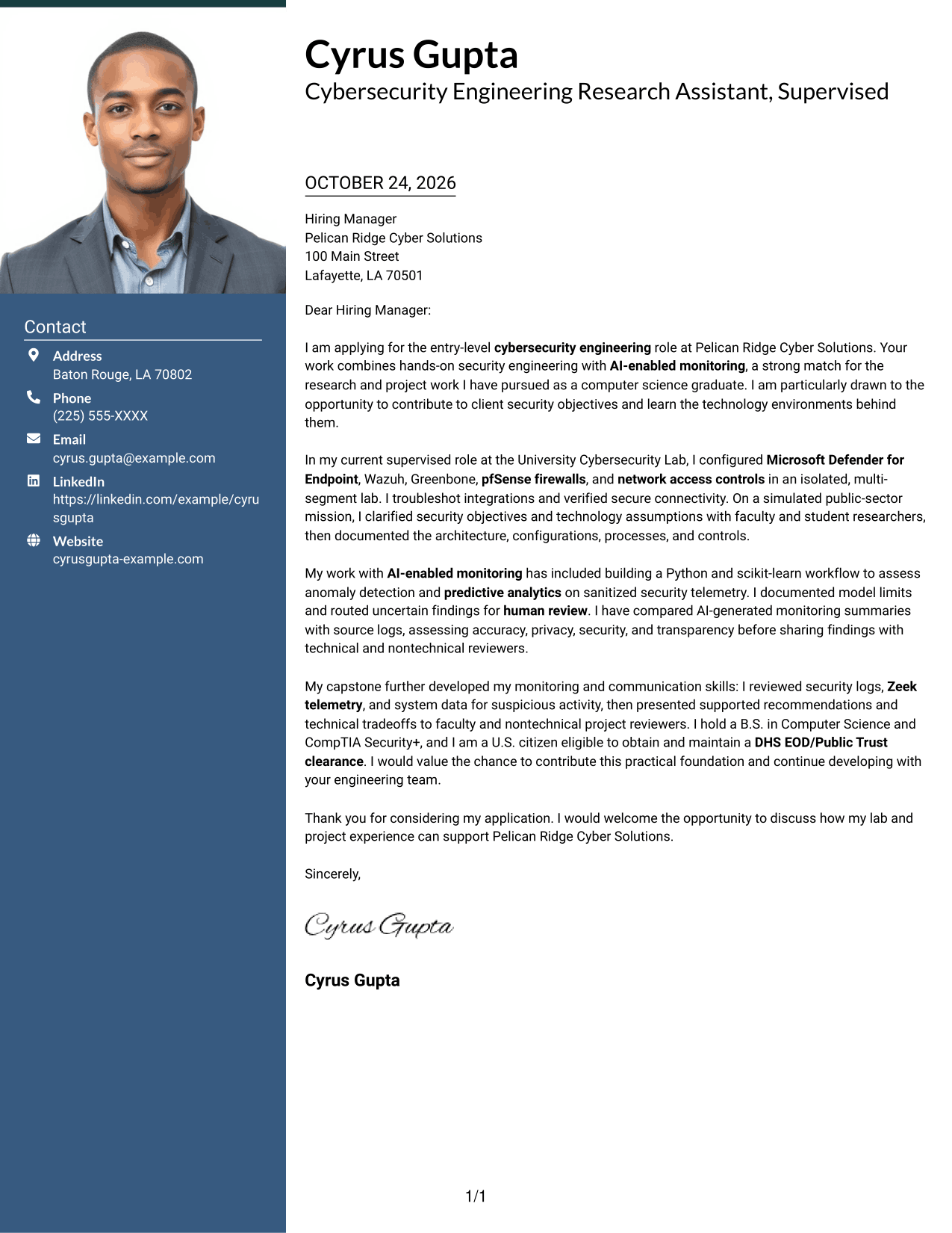 Cover letter example — page 1