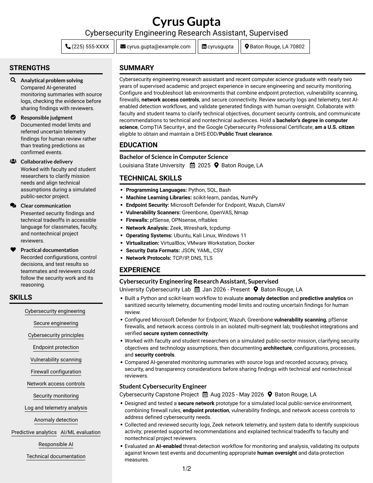 Resume example — page 1