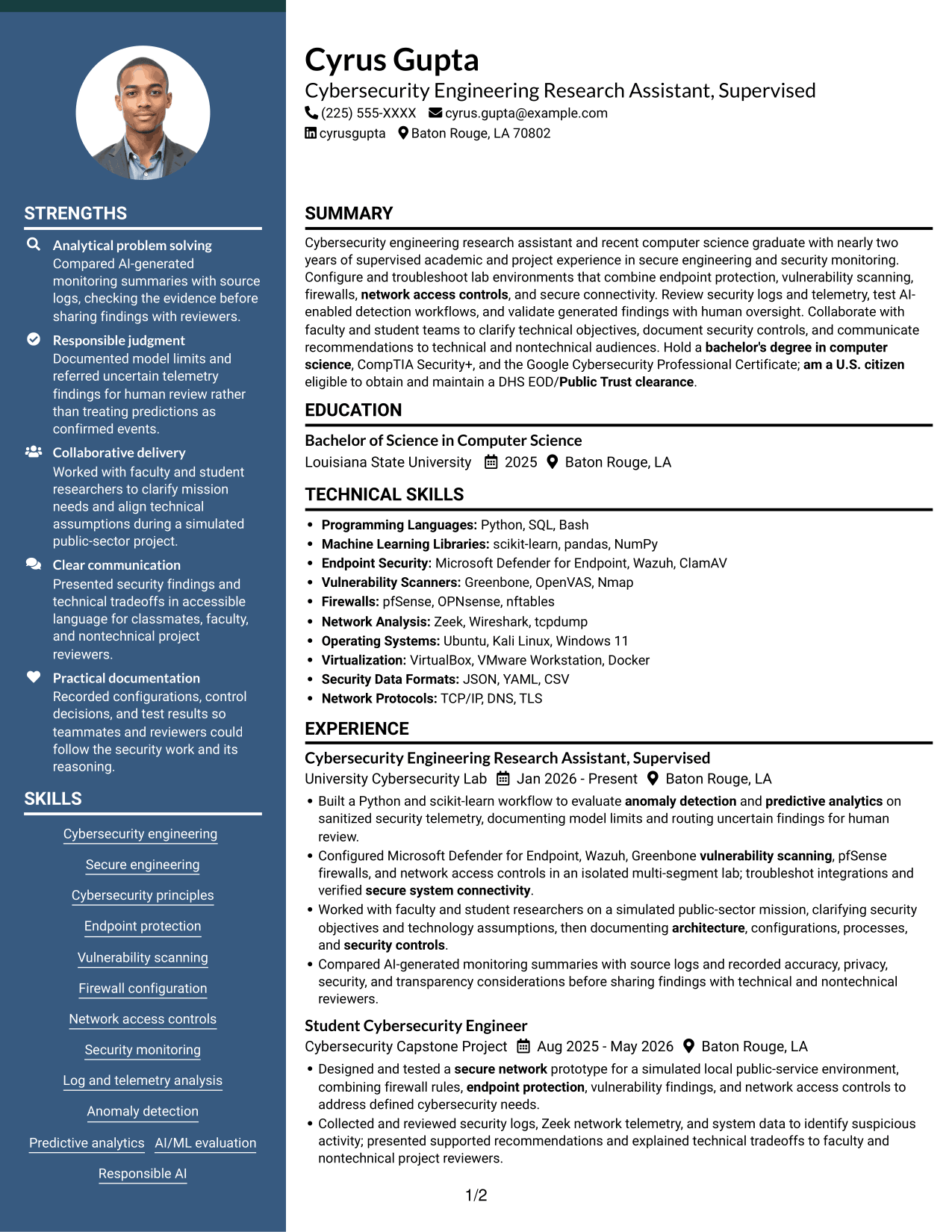 Resume example — page 1