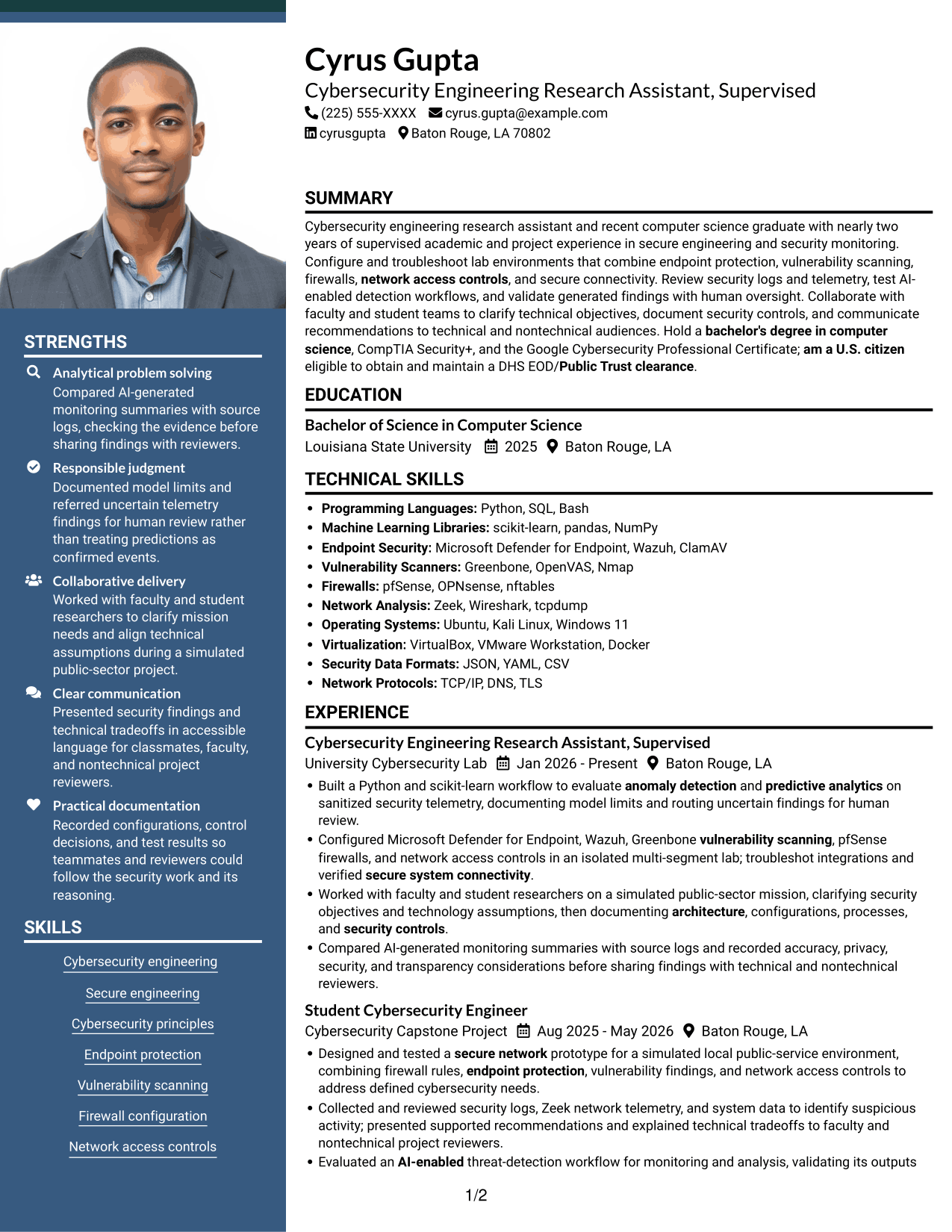 Resume example — page 1