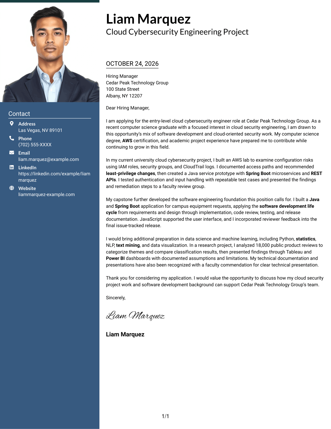 Cover letter example — page 1