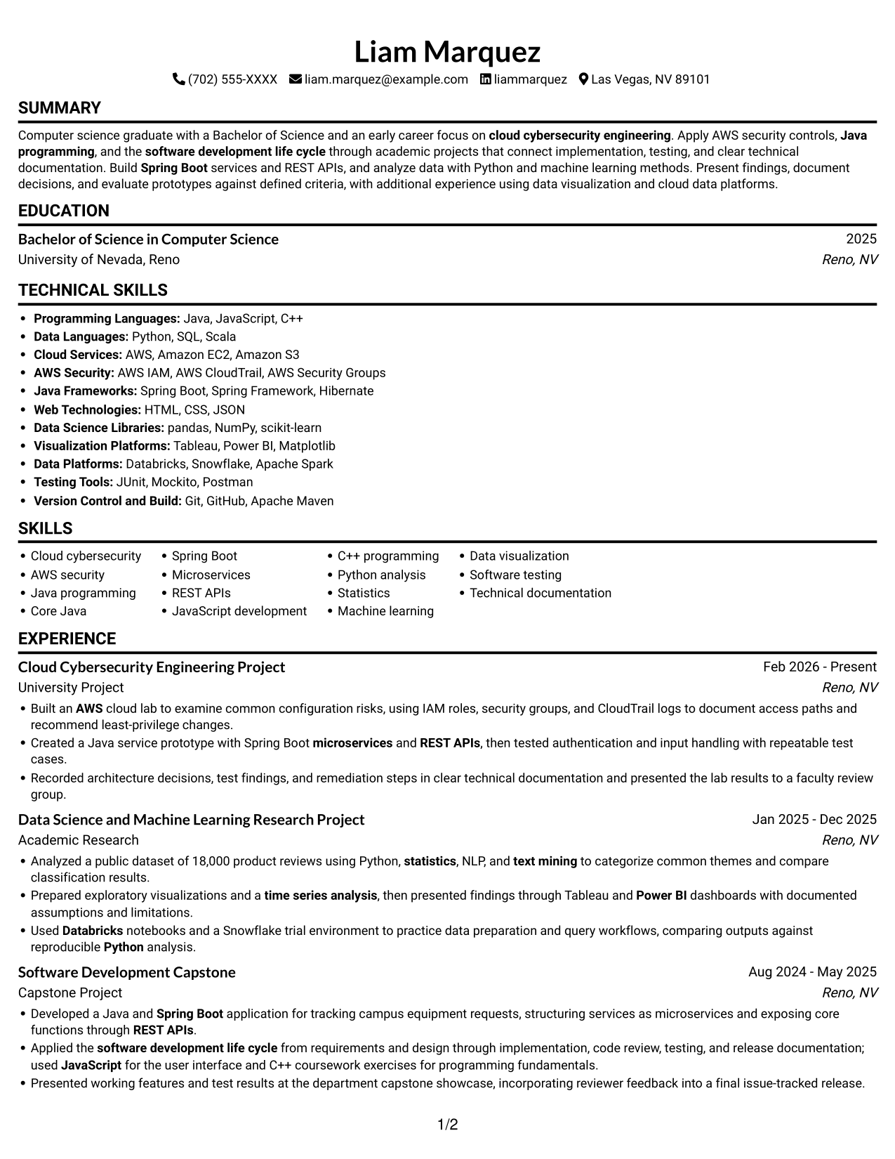 Resume example — page 1