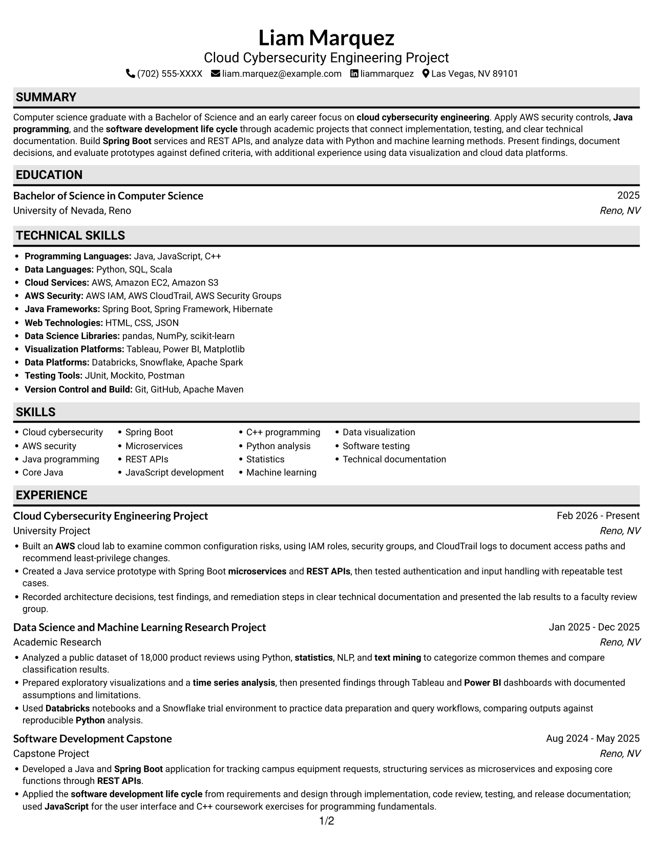 Resume example — page 1