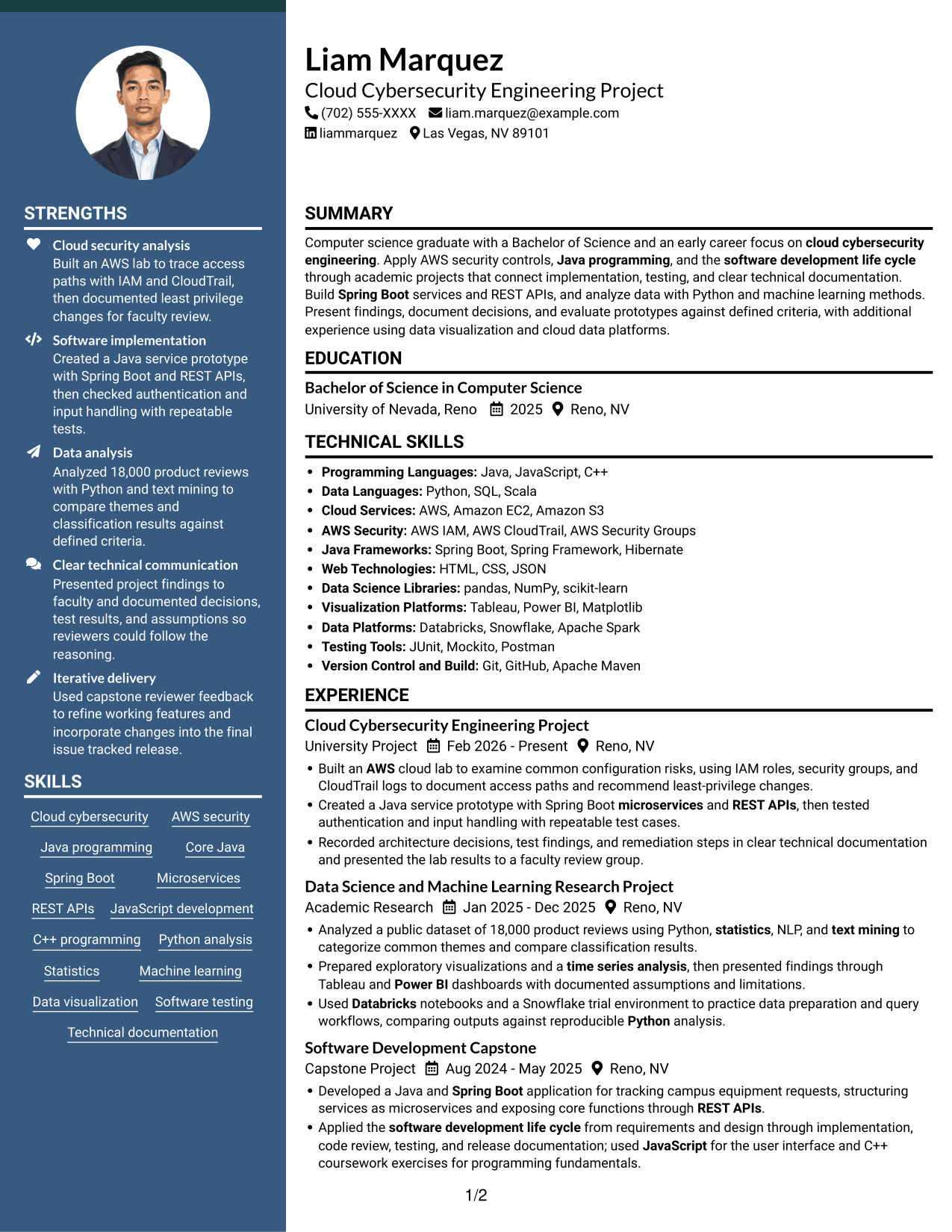 Resume example — page 1