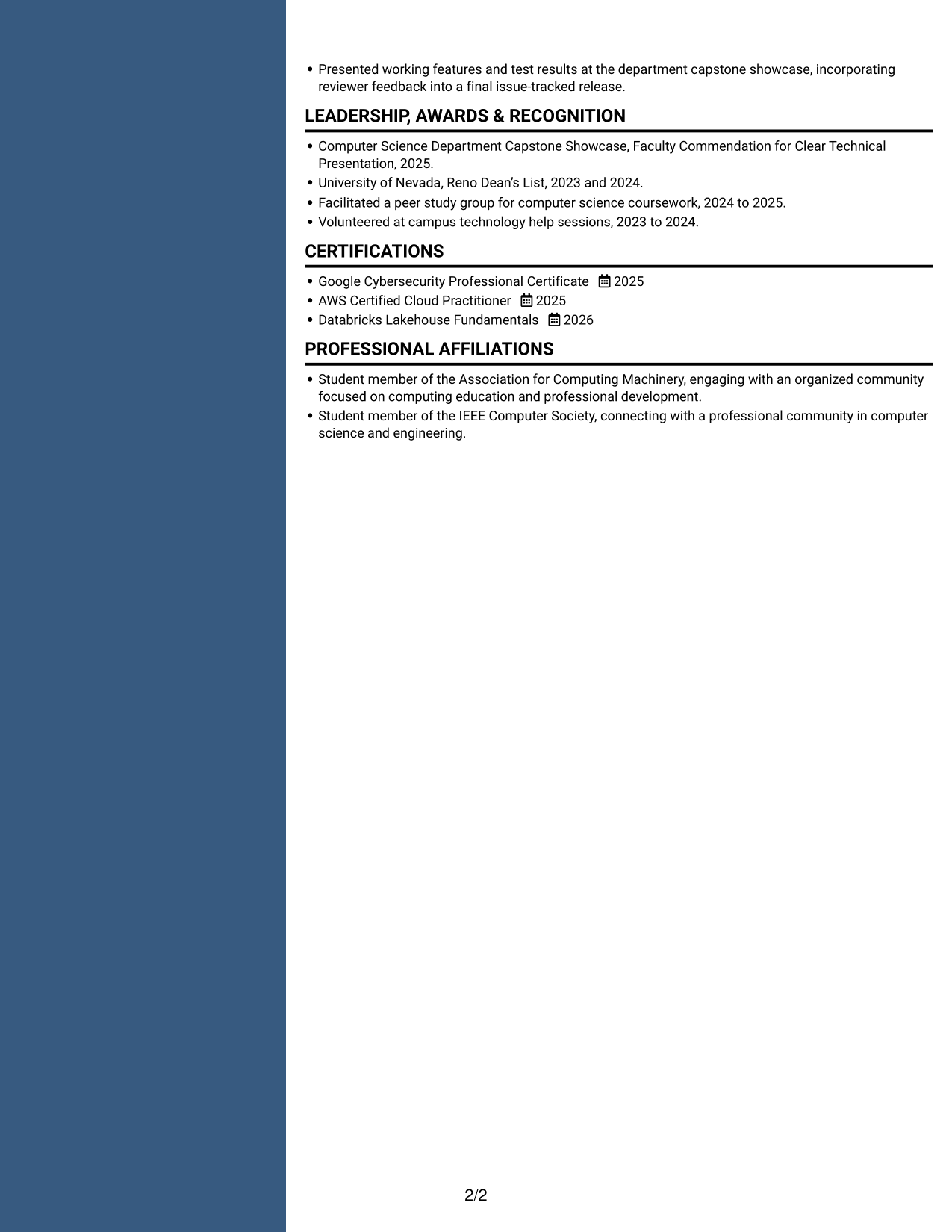 Resume example — page 2
