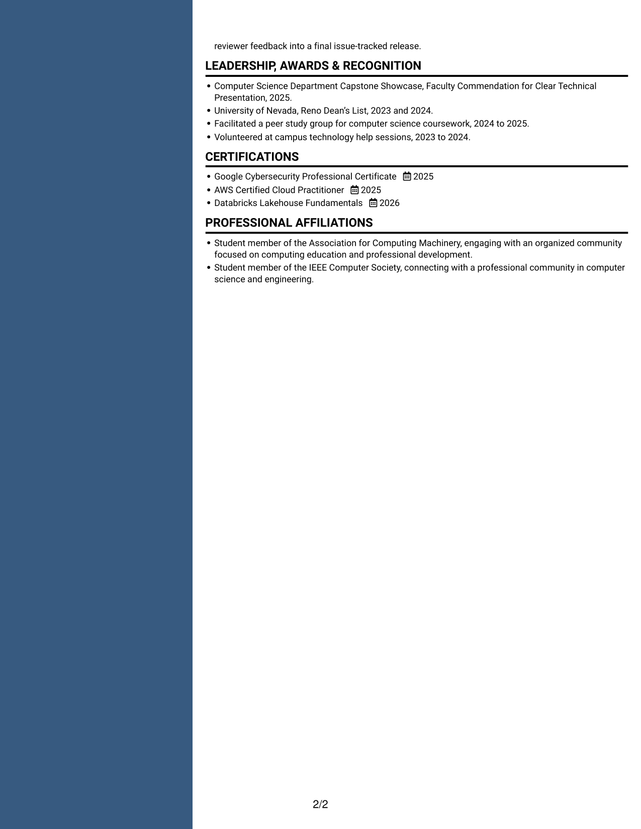 Resume example — page 2