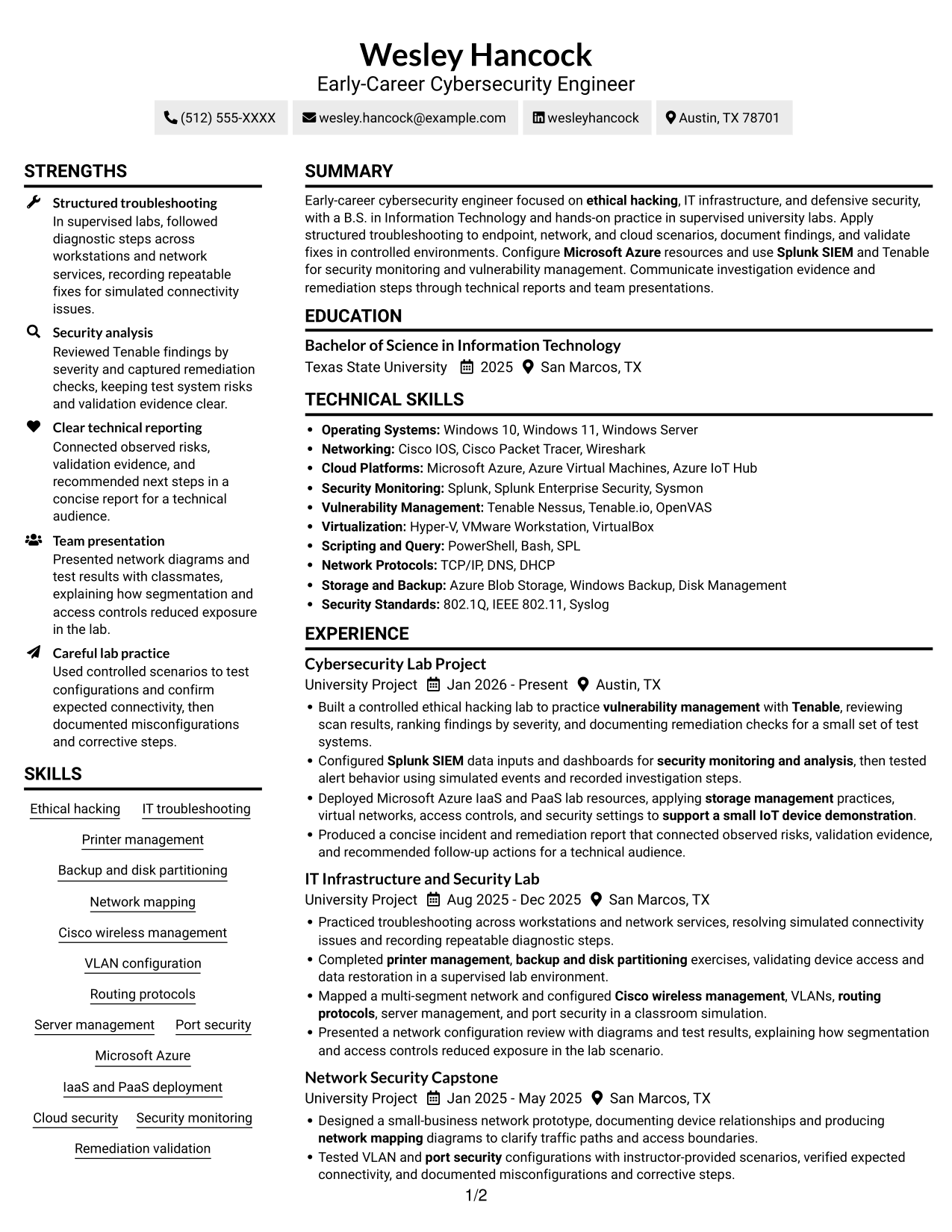 Resume example — page 1