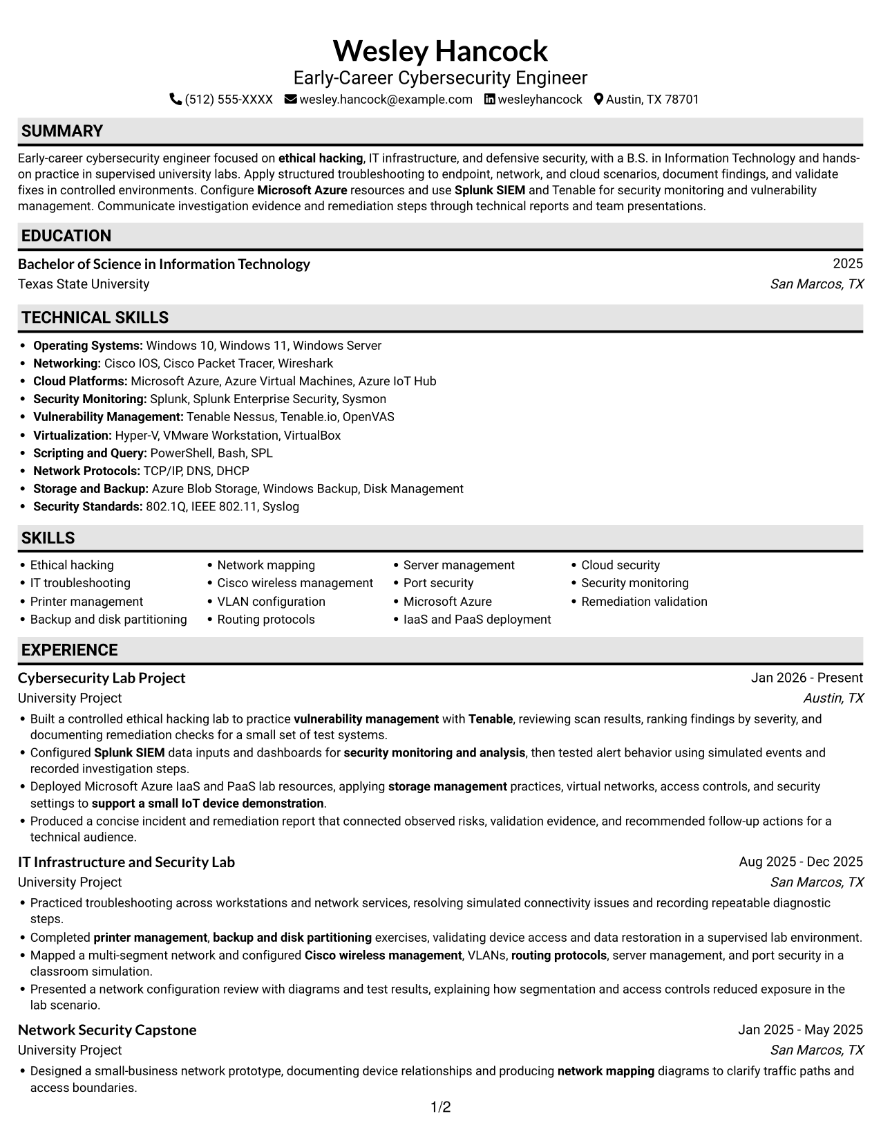 Resume example — page 1