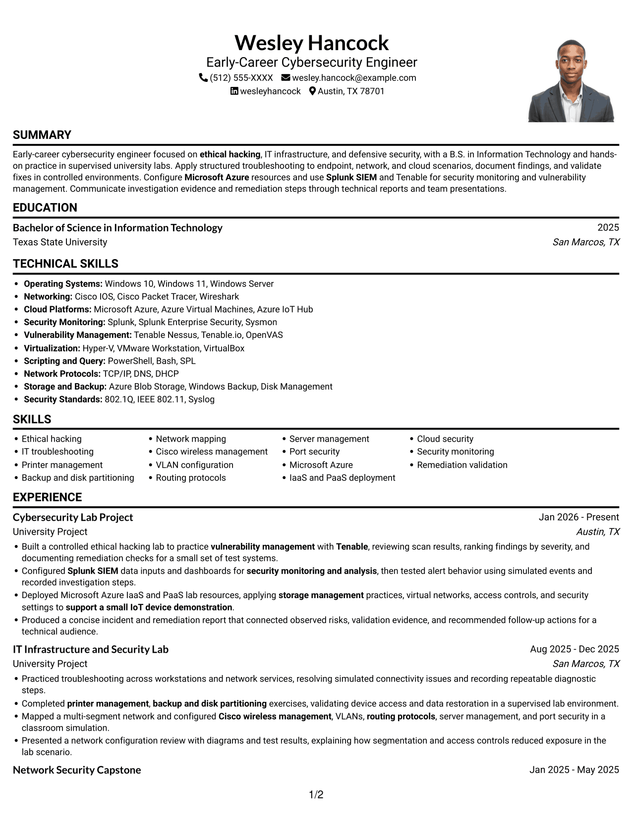Resume example — page 1