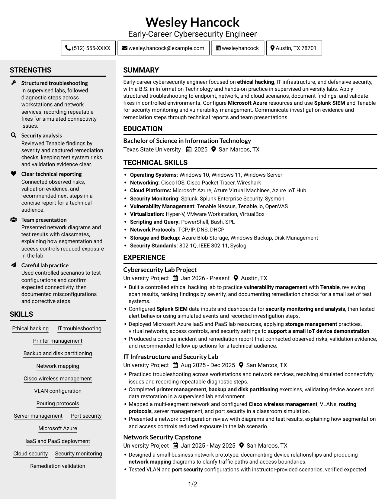 Resume example — page 1