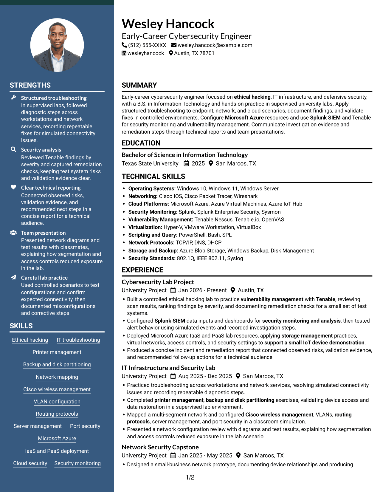 Resume example — page 1