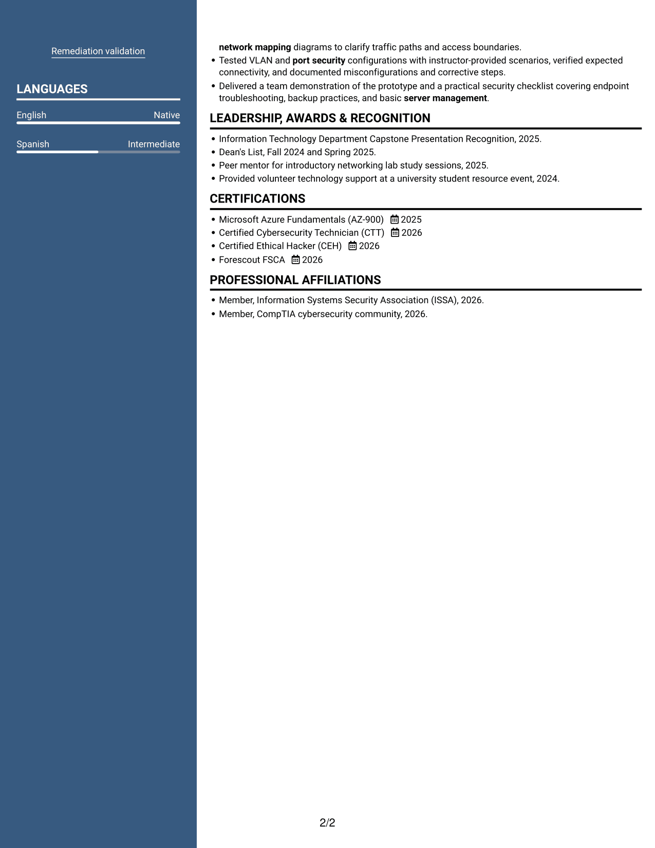 Resume example — page 2