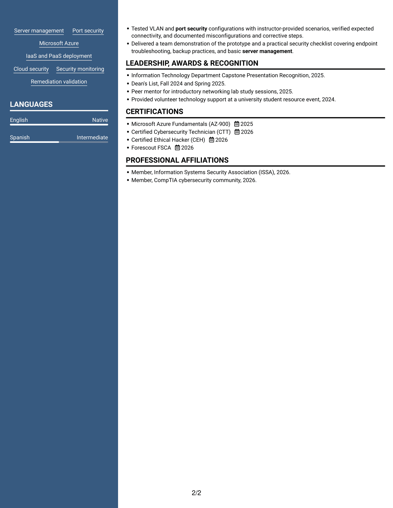 Resume example — page 2