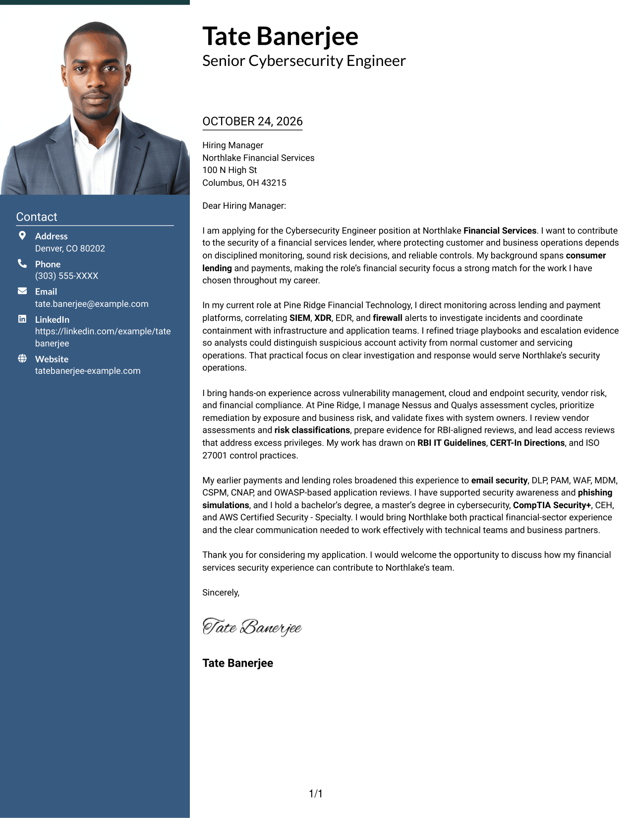 Cover letter example — page 1