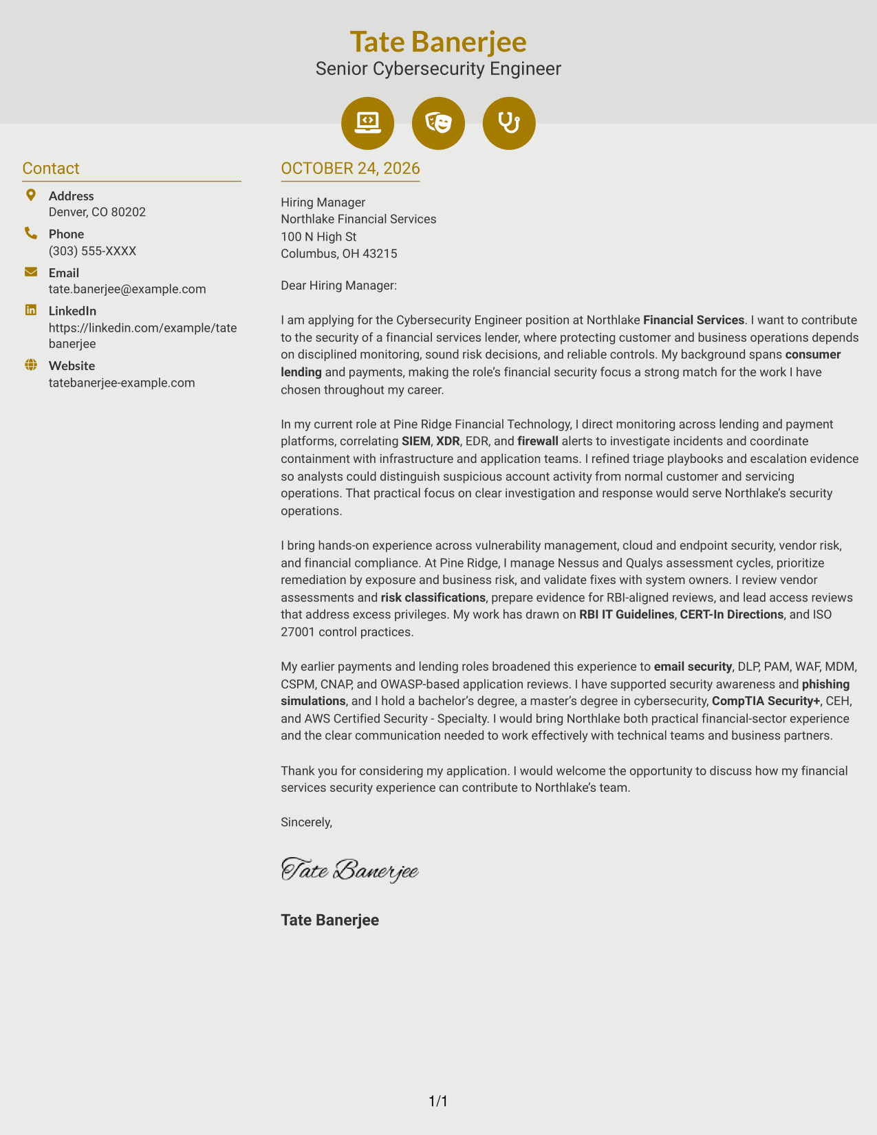 Cover letter example — page 1