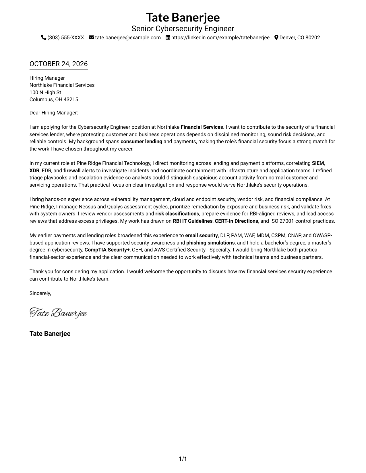 Cover letter example — page 1
