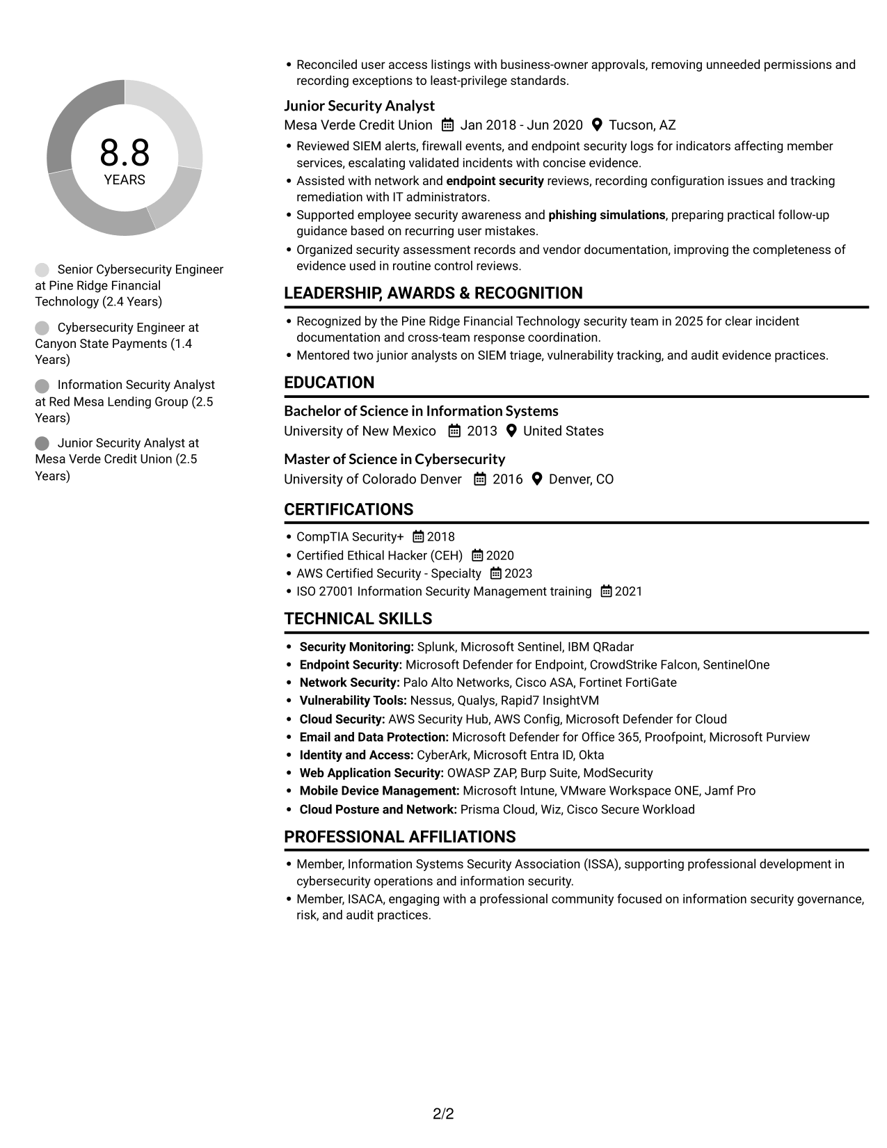 Resume example — page 2