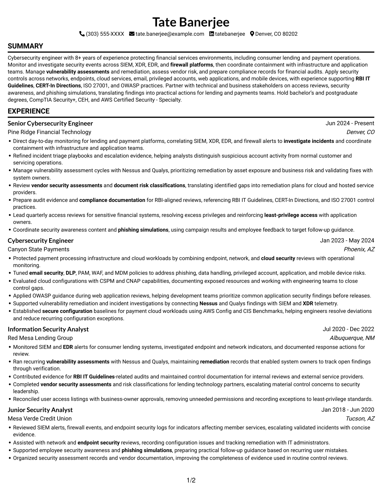 Resume example — page 1