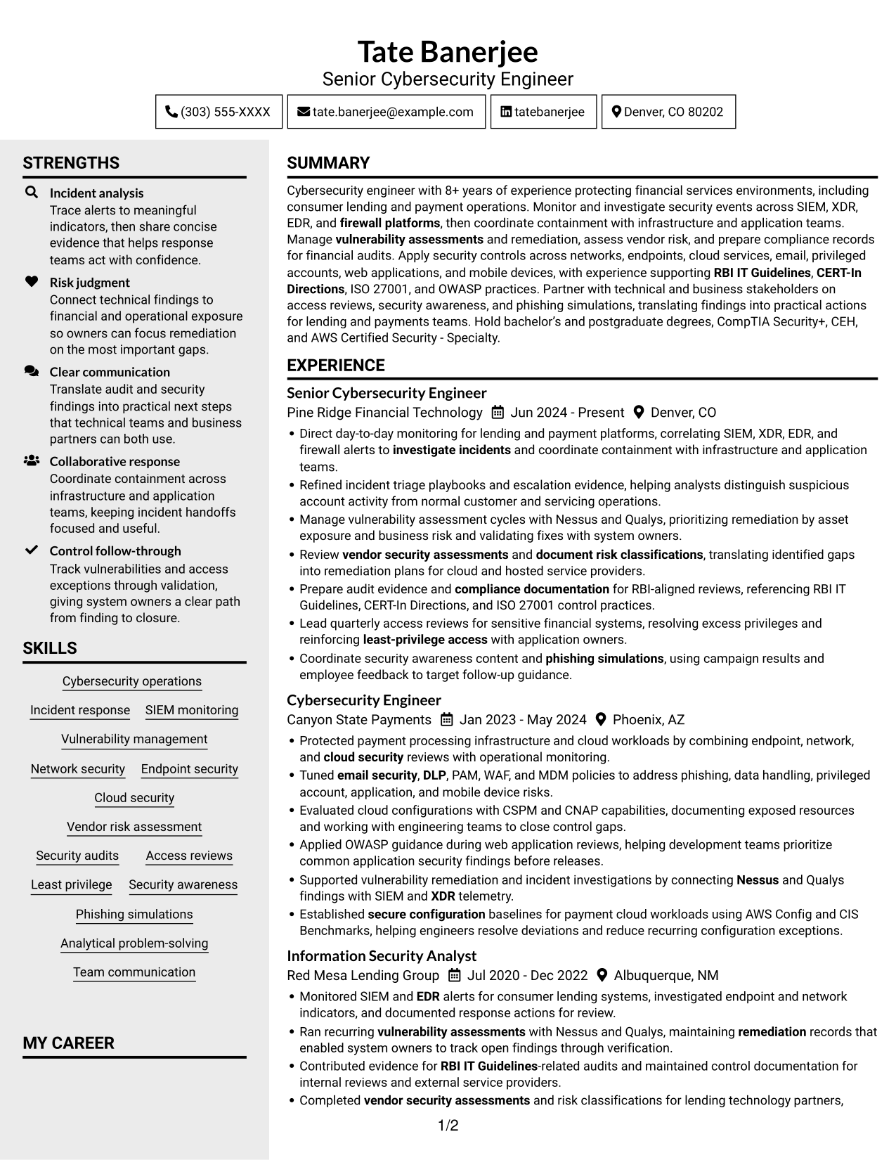 Resume example — page 1