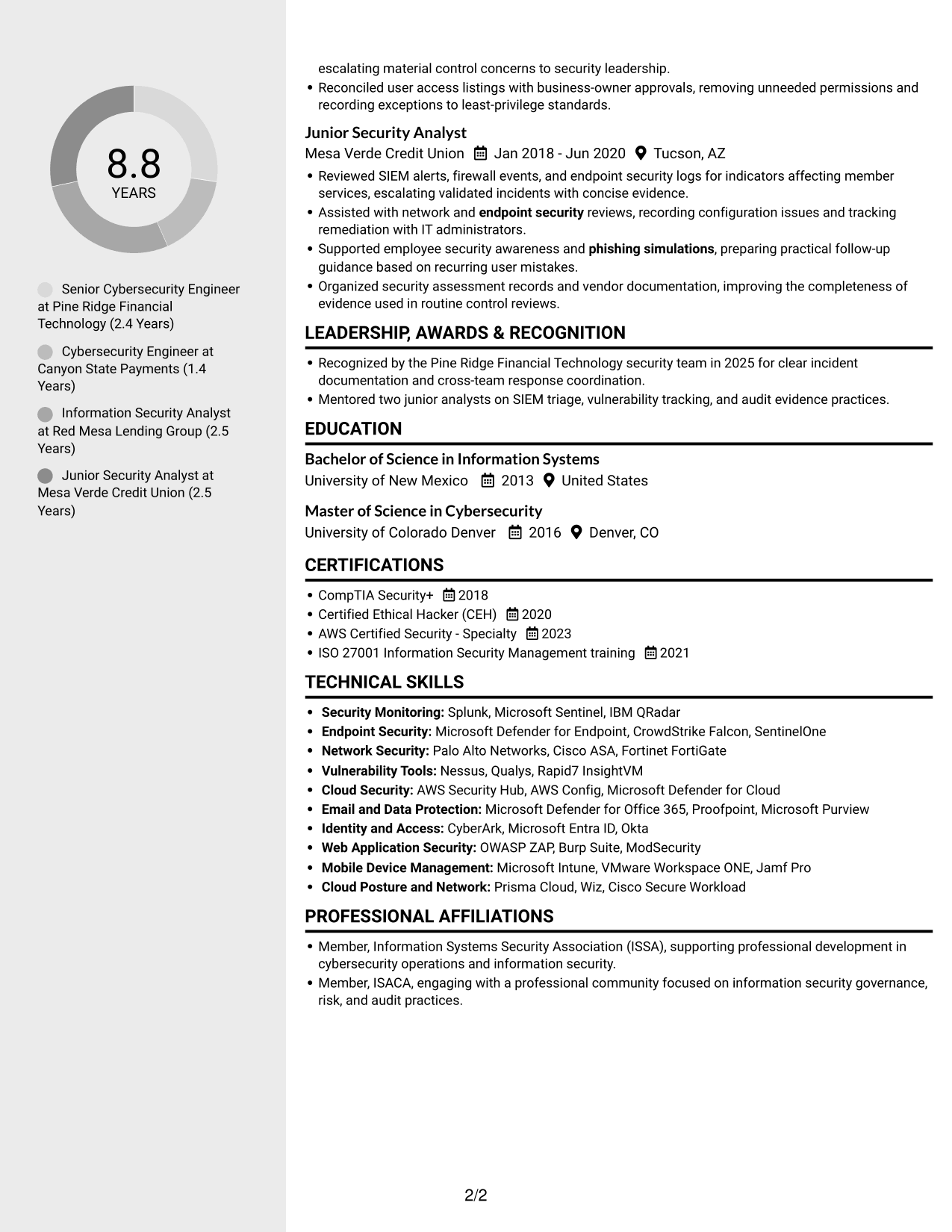 Resume example — page 2