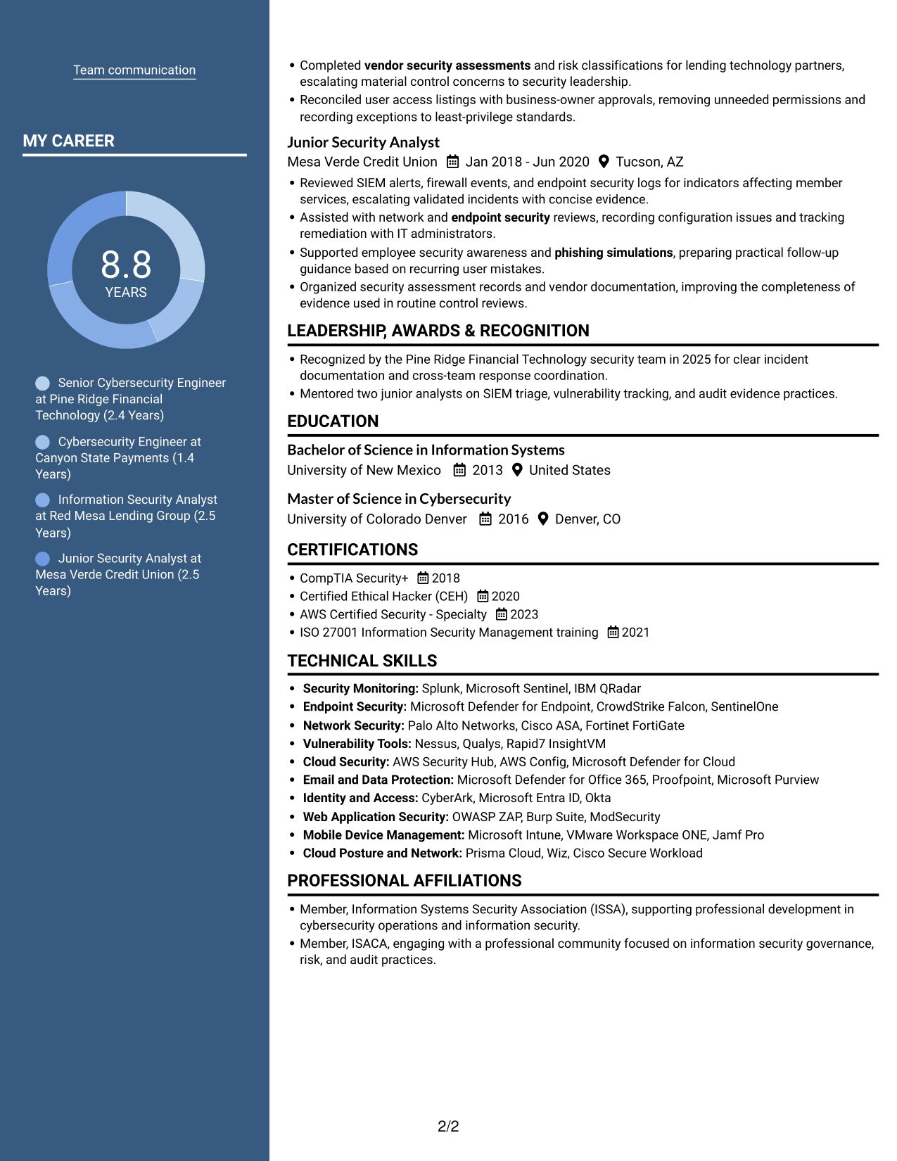 Resume example — page 2
