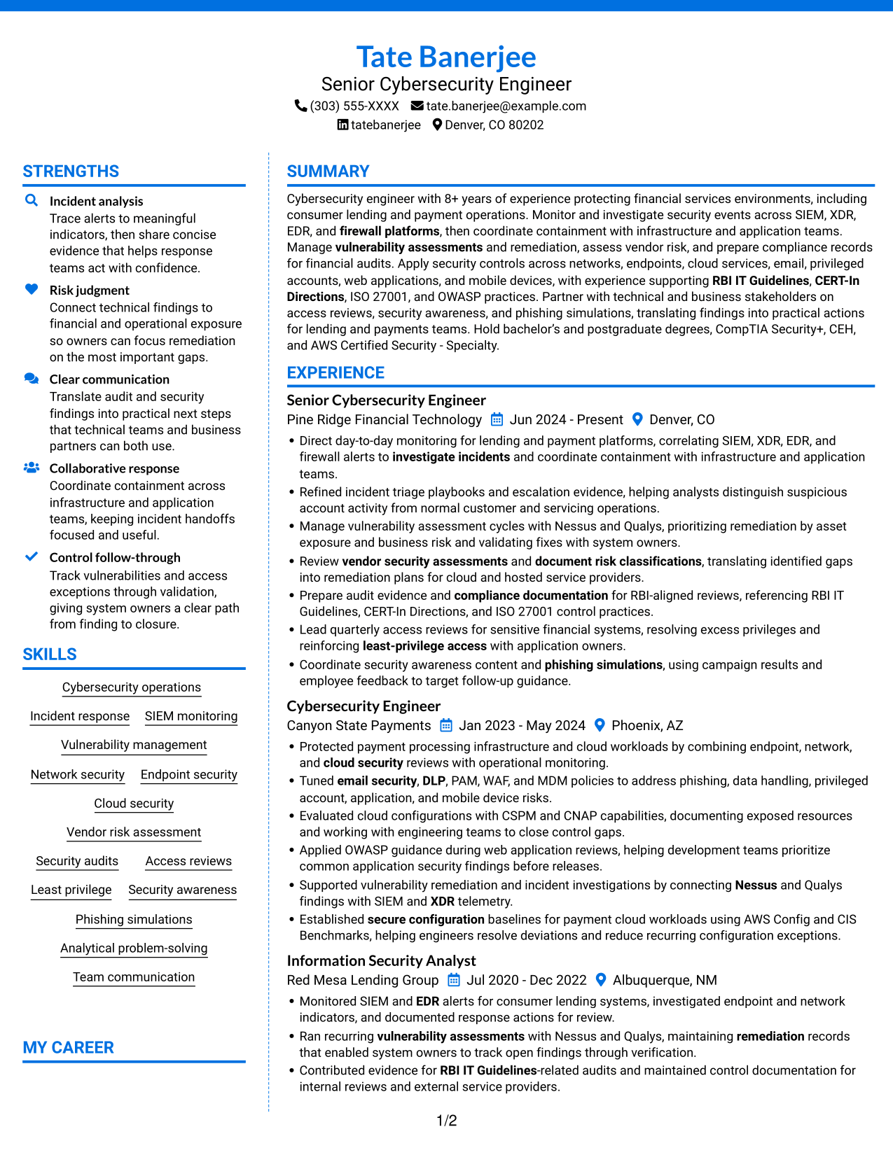 Resume example — page 1
